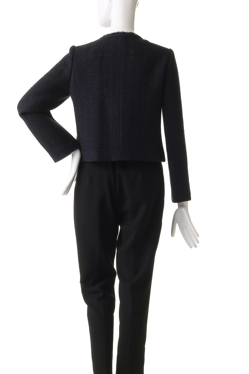 【アナイ/ANAYI】のネイビーツイードクルージャケット 人気、トレンドファッション・服の通販 founy(ファニー) 　ファッション　Fashion　レディースファッション　Ladies' Fashion Online　アウター　Coat Outerwear　ジャケット　Jackets　コンパクト　Compact　ショート　Short　ジャケット　Jacket　センター　Center　タイトスカート　Tight Skirt　ツイード　Tweed　フリンジ　Fringe　エレガント 上品　Elegant　再入荷　Restock/Back In Stock/Re Arrival　other-4|ID: prp329100004595126 ipo3291000000032648809