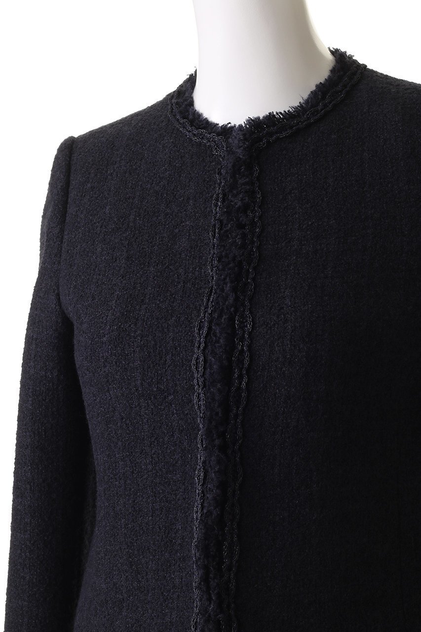 【アナイ/ANAYI】のネイビーツイードクルージャケット 人気、トレンドファッション・服の通販 founy(ファニー) 　ファッション　Fashion　レディースファッション　Ladies' Fashion Online　アウター　Coat Outerwear　ジャケット　Jackets　コンパクト　Compact　ショート　Short　ジャケット　Jacket　センター　Center　タイトスカート　Tight Skirt　ツイード　Tweed　フリンジ　Fringe　エレガント 上品　Elegant　再入荷　Restock/Back In Stock/Re Arrival　other-5|ID: prp329100004595126 ipo3291000000032648810
