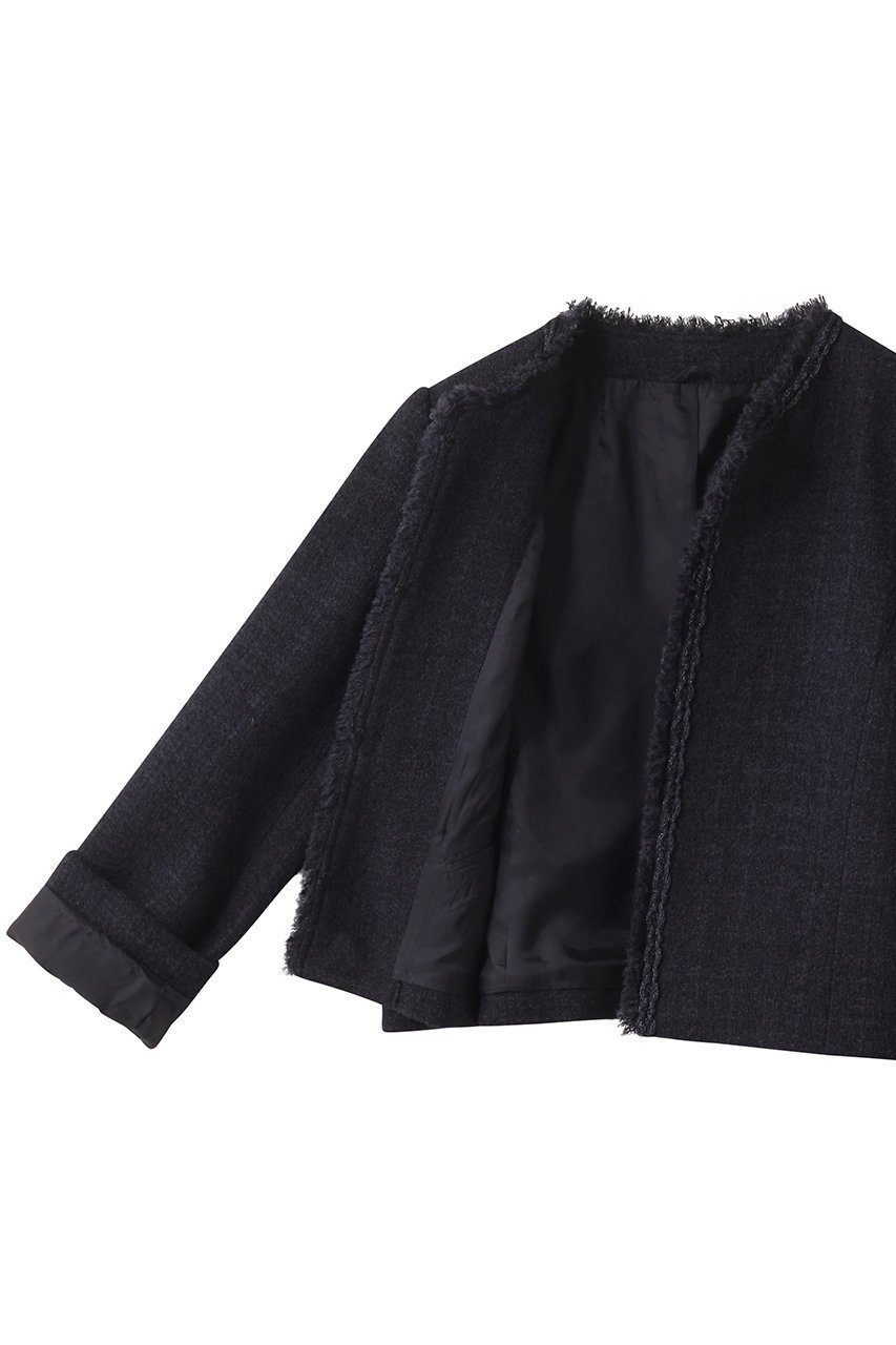 【アナイ/ANAYI】のネイビーツイードクルージャケット 人気、トレンドファッション・服の通販 founy(ファニー) 　ファッション　Fashion　レディースファッション　Ladies' Fashion Online　アウター　Coat Outerwear　ジャケット　Jackets　コンパクト　Compact　ショート　Short　ジャケット　Jacket　センター　Center　タイトスカート　Tight Skirt　ツイード　Tweed　フリンジ　Fringe　エレガント 上品　Elegant　再入荷　Restock/Back In Stock/Re Arrival　other-6|ID: prp329100004595126 ipo3291000000032648811