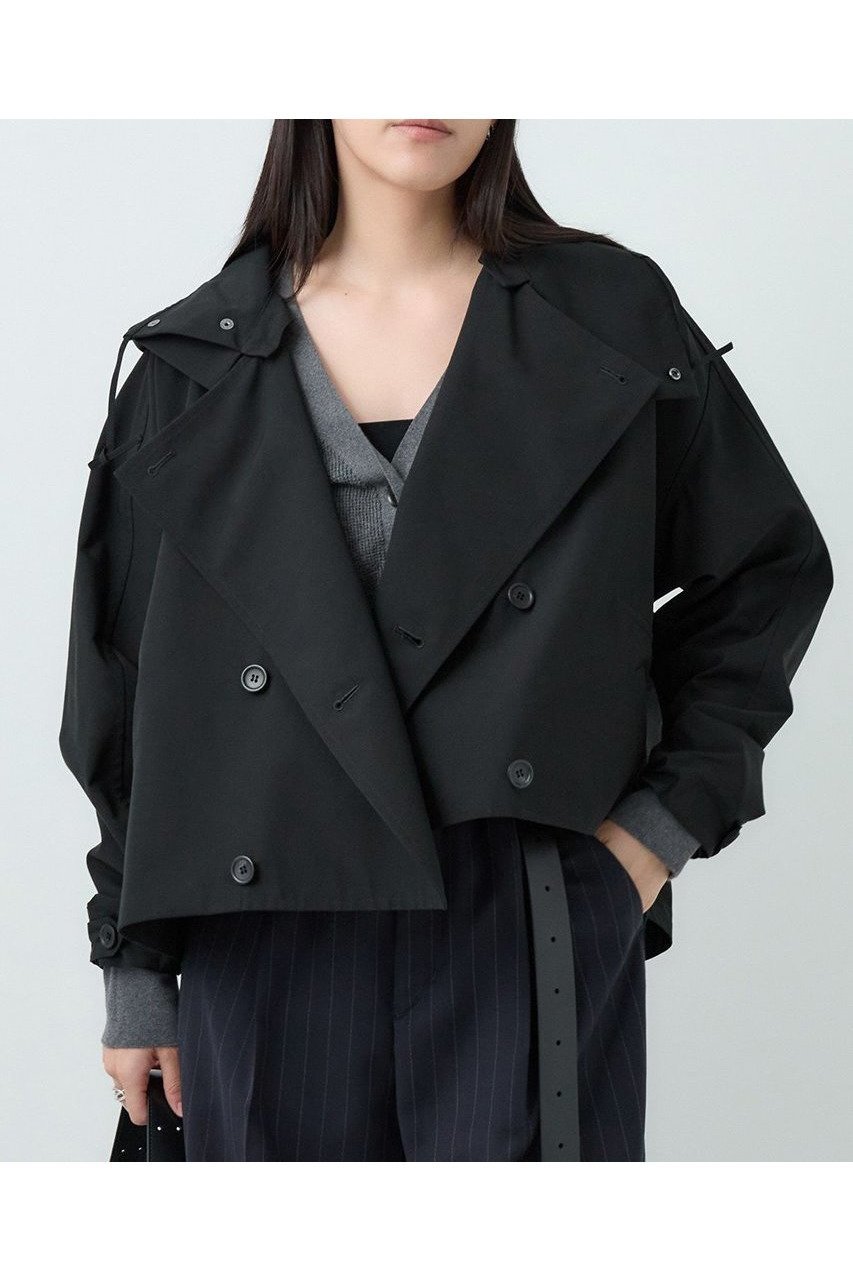 【カオス/Chaos】の【VACHEMENT】ショートトレンチコート インテリア・キッズ・メンズ・レディースファッション・服の通販 founy(ファニー) 　ファッション　Fashion　レディースファッション　Ladies' Fashion Online　アウター　Coat Outerwear　コート　Coats　トレンチコート　Trench Coats　ショート　Short　タフタ　Taffeta　トレンチ　Trench　人気　Popularity　別注　Special Order　定番　Standard　NEW・新作・新着・新入荷　New Arrivals　無地　Plain Color　ブラック|ID: prp329100004595148 ipo3291000000032649022