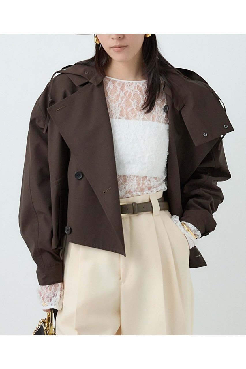 【カオス/Chaos】の【VACHEMENT】ショートトレンチコート インテリア・キッズ・メンズ・レディースファッション・服の通販 founy(ファニー) 　ファッション　Fashion　レディースファッション　Ladies' Fashion Online　アウター　Coat Outerwear　コート　Coats　トレンチコート　Trench Coats　ショート　Short　タフタ　Taffeta　トレンチ　Trench　人気　Popularity　別注　Special Order　定番　Standard　NEW・新作・新着・新入荷　New Arrivals　無地　Plain Color　ダークブラウン|ID: prp329100004595148 ipo3291000000032649023