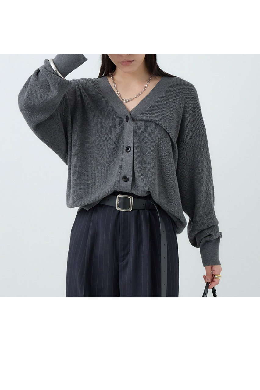 【カオス/Chaos】のハースニットカーディガン インテリア・キッズ・メンズ・レディースファッション・服の通販 founy(ファニー) 　ファッション　Fashion　レディースファッション　Ladies' Fashion Online　トップス・カットソー　Tops/Tshirt　ニット　Knit Tops　カーディガン　Cardigans　おすすめ　Recommend　なめらか　Smooth　カシミヤ　Cashmere　カーディガン　Cardigan　スウェット　Sweat　ワッフル　Waffle　エレガント 上品　Elegant　NEW・新作・新着・新入荷　New Arrivals　秋　Autumn/Fall　グレー|ID: prp329100004595149 ipo3291000000032649031