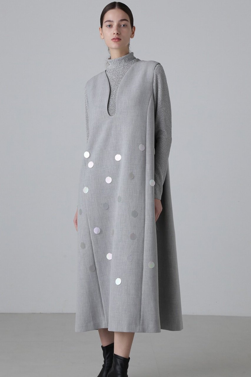 【アドーア/ADORE】のスポンジーダブルクロスワンピース 人気、トレンドファッション・服の通販 founy(ファニー) 　ファッション　Fashion　レディースファッション　Ladies' Fashion Online　ワンピース　Dress　チュニック　Tunic　ダブル　Double　チュニック　Tunic　ドット　Dot　ランダム　Random　ロング　Long　エレガント 上品　Elegant　再入荷　Restock/Back In Stock/Re Arrival　other-2|ID: prp329100004596205 ipo3291000000032661975