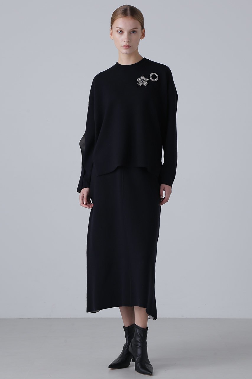 【アドーア/ADORE】のダブルニットスカート 人気、トレンドファッション・服の通販 founy(ファニー) 　ファッション　Fashion　レディースファッション　Ladies' Fashion Online　スカート　Skirt　ロングスカート　Long Skirt　おすすめ　Recommend　イエロー　Yellow　セットアップ　Set Up　フロント　Front　ロング　Long　再入荷　Restock/Back In Stock/Re Arrival　other-3|ID: prp329100004598326 ipo3291000000032684466