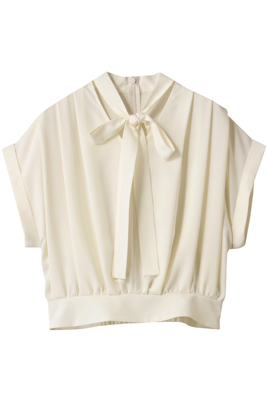 【アルアバイル/allureville】のボウタイタックフレンチスリーブブラウス 人気、トレンドファッション・服の通販 founy(ファニー) 　ファッション　Fashion　レディースファッション　Fashion for Women　トップス・カットソー　Cut & Sew Tops　シャツ・ブラウス・オフィスカジュアル　Elegant Blouses & Button-Ups　ショート　Short, Short Length　スリーブ　Sleeve, Long Sleeve / Short Sleeve　トレンド　Trend, Trending Now　フレア　Flare, Flared　フレンチ　French, French Style　ボトム　Bottoms, Lower Wear　リボン　Ribbon, Bow　 other-1|ID: prp329100004598359 ipo3291000000035791139