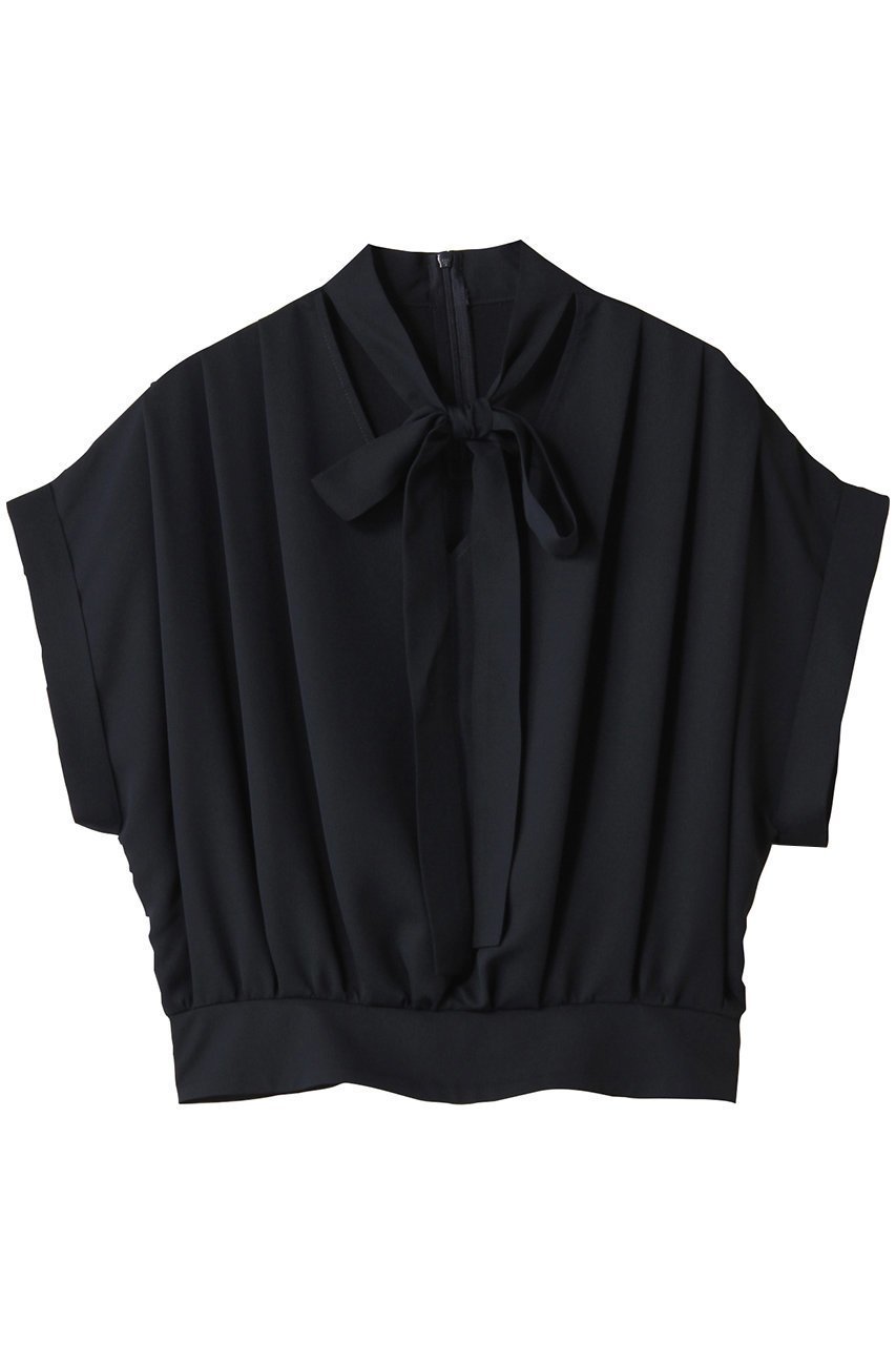 【アルアバイル/allureville】のボウタイタックフレンチスリーブブラウス インテリア・キッズ・メンズ・レディースファッション・服の通販 founy(ファニー) 　ファッション　Fashion　レディースファッション　Fashion for Women　トップス・カットソー　Cut & Sew Tops　シャツ・ブラウス・オフィスカジュアル　Elegant Blouses & Button-Ups　ショート　Short, Short Length　スリーブ　Sleeve, Long Sleeve / Short Sleeve　トレンド　Trend, Trending Now　フレア　Flare, Flared　フレンチ　French, French Style　ボトム　Bottoms, Lower Wear　リボン　Ribbon, Bow　ネイビー|ID: prp329100004598359 ipo3291000000035791143