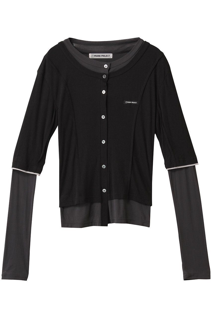 【プランク プロジェクト/PRANK PROJECT】のレイヤードシアーフライスカーデ / Layered sheer Fraise Cardigan インテリア・キッズ・メンズ・レディースファッション・服の通販 founy(ファニー) 　ファッション　Fashion　レディースファッション　Ladies' Fashion Online　トップス・カットソー　Tops/Tshirt　カーディガン　Cardigans　シャツ/ブラウス　Shirts/Blouses　ロング / Tシャツ　T-Shirts　カットソー　Cut and Sewn　なめらか　Smooth　カーディガン　Cardigan　シアー　Sheer　シンプル　Simple　スリーブ　Sleeve　ロング　Long　NEW・新作・新着・新入荷　New Arrivals　BLK(ブラック)|ID: prp329100004598363 ipo3291000000032684859