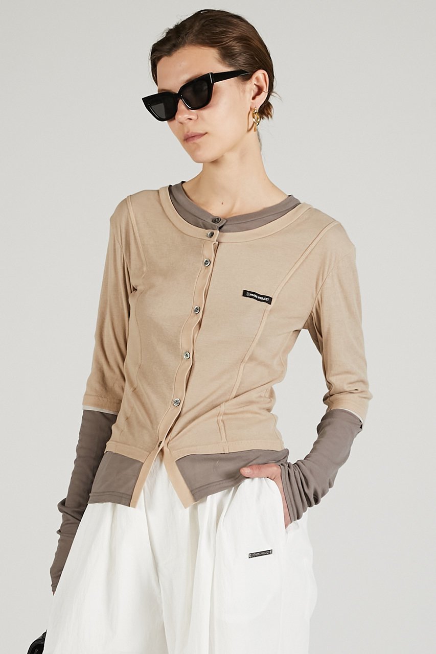 【プランク プロジェクト/PRANK PROJECT】のレイヤードシアーフライスカーデ / Layered sheer Fraise Cardigan 人気、トレンドファッション・服の通販 founy(ファニー) 　ファッション　Fashion　レディースファッション　Ladies' Fashion Online　トップス・カットソー　Tops/Tshirt　カーディガン　Cardigans　シャツ/ブラウス　Shirts/Blouses　ロング / Tシャツ　T-Shirts　カットソー　Cut and Sewn　なめらか　Smooth　カーディガン　Cardigan　シアー　Sheer　シンプル　Simple　スリーブ　Sleeve　ロング　Long　NEW・新作・新着・新入荷　New Arrivals　other-8|ID: prp329100004598363 ipo3291000000032684867