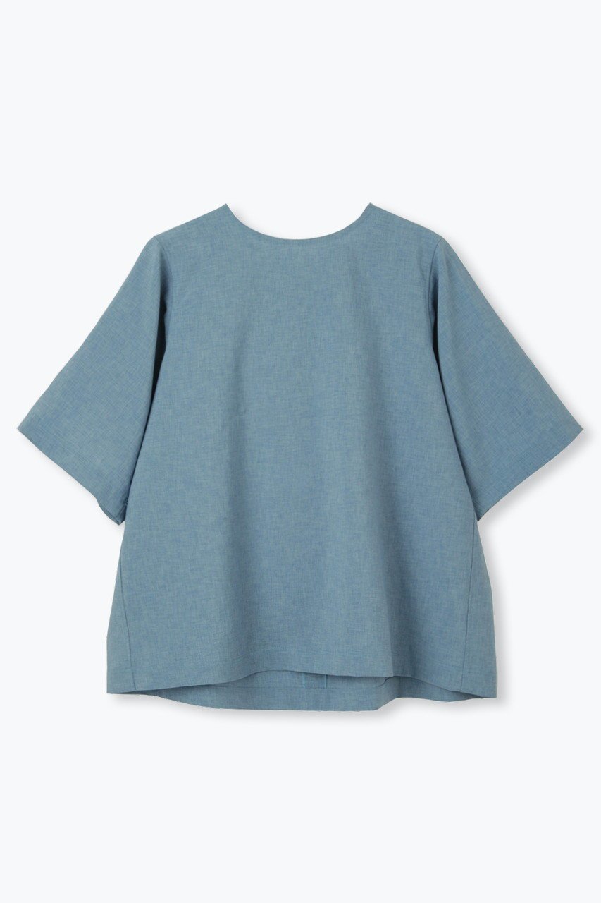 【レリル/lelill】の【日本製】THE BASIC H/S BLOUSE インテリア・キッズ・メンズ・レディースファッション・服の通販 founy(ファニー) 　ファッション　Fashion　レディースファッション　Fashion for Women　トップス・カットソー　Cut & Sew Tops　シャツ・ブラウス・オフィスカジュアル　Elegant Blouses & Button-Ups　ショート　Short, Short Length　スリーブ　Sleeve, Long Sleeve / Short Sleeve　ビッグ　Big, Oversized　リボン　Ribbon, Bow　再入荷　Restock / Back in Stock　半袖　Short Sleeve, Half Sleeve　吸水　Absorbent, Quick-Dry　日本製　Made In Japan　ブルー|ID: prp329100004598420 ipo3291000000033342773