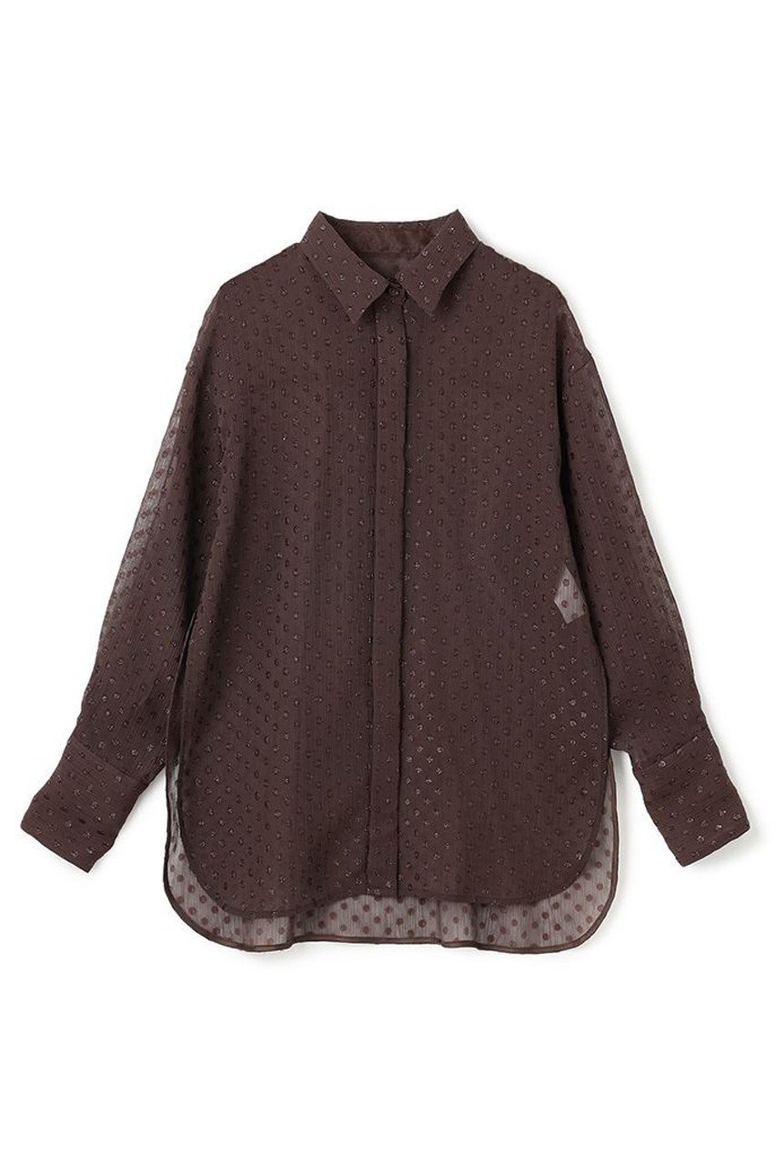 【アンクレイヴ/uncrave】のシアードットジャガード ブラウス インテリア・キッズ・メンズ・レディースファッション・服の通販 founy(ファニー) 　ファッション　Fashion　レディースファッション　Ladies' Fashion Online　トップス・カットソー　Cut & Sew Tops　シャツ/ブラウス　Elegant Blouses & Button-Ups　カフス　Cuffs　シアー　Sheer　シンプル　Simple　スリーブ　Sleeve　ドット　Dot　ロング　Long　NEW・新作・新着・新入荷　New Arrivals　羽織　Haori　ブラウン|ID: prp329100004599351 ipo3291000000032694490