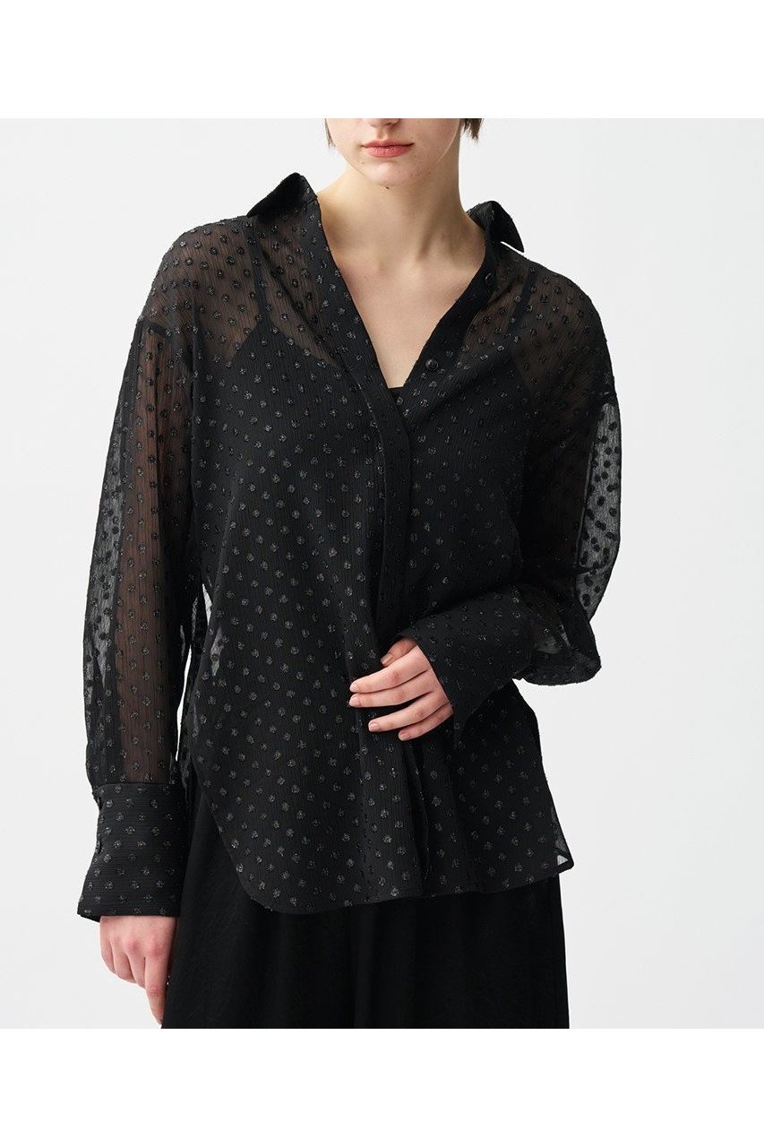 【アンクレイヴ/uncrave】のシアードットジャガード ブラウス 人気、トレンドファッション・服の通販 founy(ファニー) 　ファッション　Fashion　レディースファッション　Ladies' Fashion Online　トップス・カットソー　Cut & Sew Tops　シャツ/ブラウス　Elegant Blouses & Button-Ups　カフス　Cuffs　シアー　Sheer　シンプル　Simple　スリーブ　Sleeve　ドット　Dot　ロング　Long　NEW・新作・新着・新入荷　New Arrivals　羽織　Haori　other-5|ID: prp329100004599351 ipo3291000000032694495