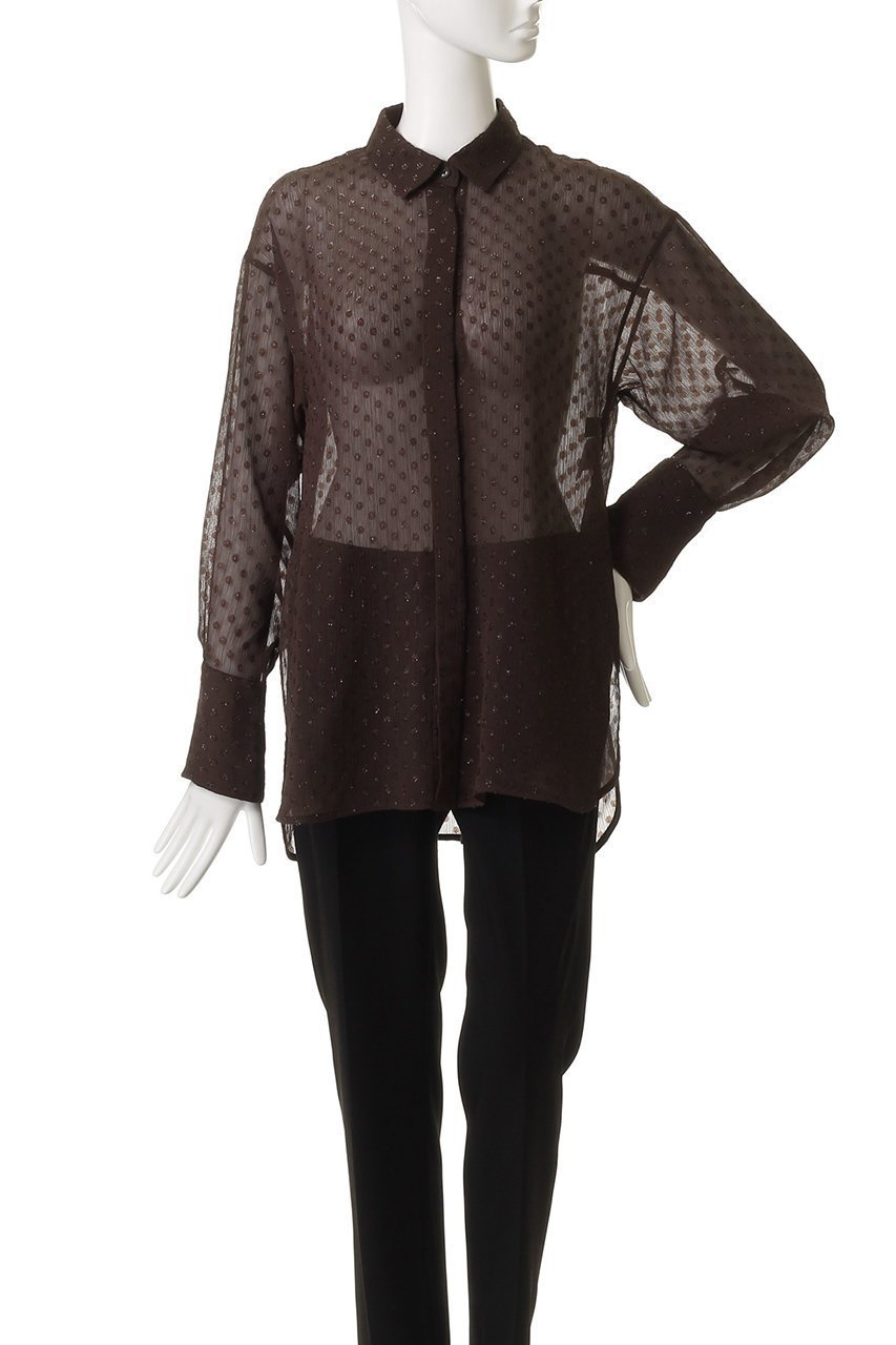 【アンクレイヴ/uncrave】のシアードットジャガード ブラウス 人気、トレンドファッション・服の通販 founy(ファニー) 　ファッション　Fashion　レディースファッション　Fashion for Women　トップス・カットソー　Cut & Sew Tops　シャツ・ブラウス・オフィスカジュアル　Elegant Blouses & Button-Ups　カフス　Cuff Design　シアー　Sheer, See-Through　シンプル　Simple, Minimal　スリーブ　Sleeve, Long Sleeve / Short Sleeve　ドット　Polka Dot, Dot Pattern　ロング　Long, Long-Length　羽織　Haori, Light Jacket　other-5|ID: prp329100004599351 ipo3291000000032732456
