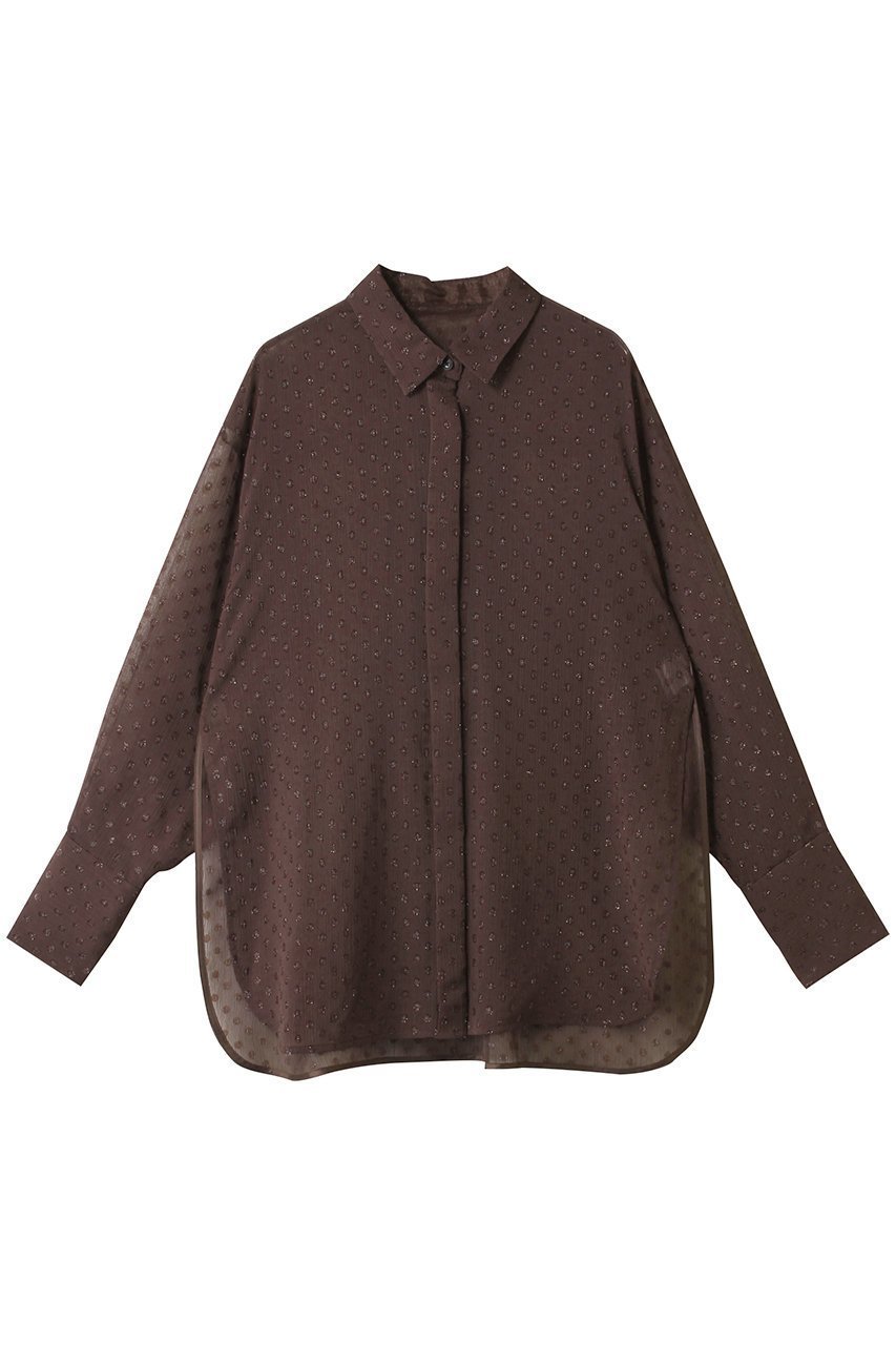 【アンクレイヴ/uncrave】のシアードットジャガード ブラウス インテリア・キッズ・メンズ・レディースファッション・服の通販 founy(ファニー) 　ファッション　Fashion　レディースファッション　Fashion for Women　トップス・カットソー　Cut & Sew Tops　シャツ・ブラウス・オフィスカジュアル　Elegant Blouses & Button-Ups　カフス　Cuff Design　シアー　Sheer, See-Through　シンプル　Simple, Minimal　スリーブ　Sleeve, Long Sleeve / Short Sleeve　ドット　Polka Dot, Dot Pattern　ロング　Long, Long-Length　羽織　Haori, Light Jacket　ブラウン|ID: prp329100004599351 ipo3291000000035613749