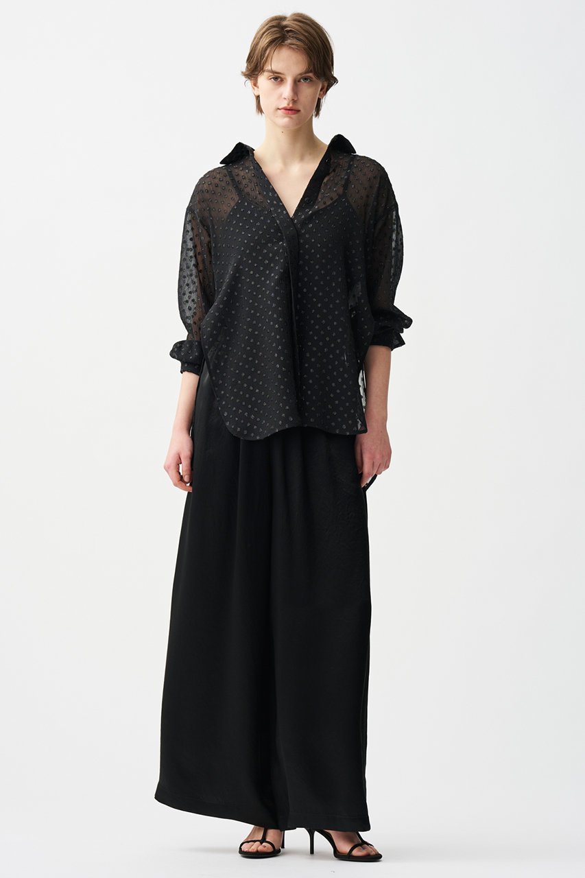 【アンクレイヴ/uncrave】のシアードットジャガード ブラウス 人気、トレンドファッション・服の通販 founy(ファニー) 　ファッション　Fashion　レディースファッション　Fashion for Women　トップス・カットソー　Cut & Sew Tops　シャツ・ブラウス・オフィスカジュアル　Elegant Blouses & Button-Ups　カフス　Cuff Design　シアー　Sheer, See-Through　シンプル　Simple, Minimal　スリーブ　Sleeve, Long Sleeve / Short Sleeve　ドット　Polka Dot, Dot Pattern　ロング　Long, Long-Length　羽織　Haori, Light Jacket　other-6|ID: prp329100004599351 ipo3291000000035613755