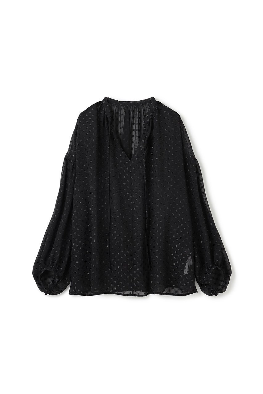 【アンクレイヴ/uncrave】のシアードットジャガード ブラウス インテリア・キッズ・メンズ・レディースファッション・服の通販 founy(ファニー) 　ファッション　Fashion　レディースファッション　Ladies' Fashion Online　トップス・カットソー　Cut & Sew Tops　シャツ/ブラウス　Elegant Blouses & Button-Ups　エアリー　Airy　シアー　Sheer　スリーブ　Sleeve　ドット　Dot　リボン　Ribbon　ロング　Long　NEW・新作・新着・新入荷　New Arrivals　ブラック|ID: prp329100004599352 ipo3291000000032694498