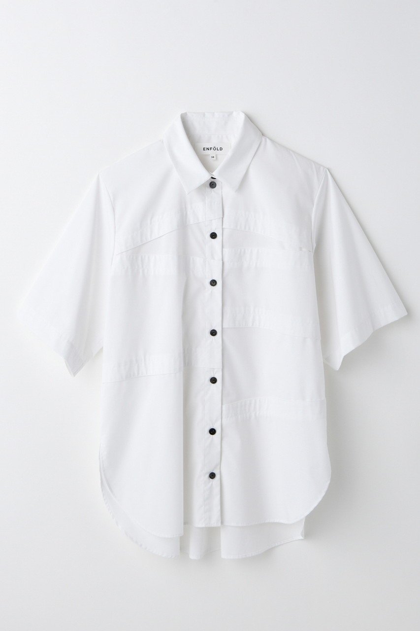【エンフォルド/ENFOLD】のSTEP SHIRT/シャツ 人気、トレンドファッション・服の通販 founy(ファニー) 　ファッション　Fashion　レディースファッション　Fashion for Women　トップス・カットソー　Cut & Sew Tops　シャツ・ブラウス・オフィスカジュアル　Elegant Blouses & Button-Ups　ショート　Short, Short Length　スリーブ　Sleeve, Long Sleeve / Short Sleeve　ボトム　Bottoms, Lower Wear　切替　Switching, Contrast Panel　 other-1|ID: prp329100004599353 ipo3291000000035613761