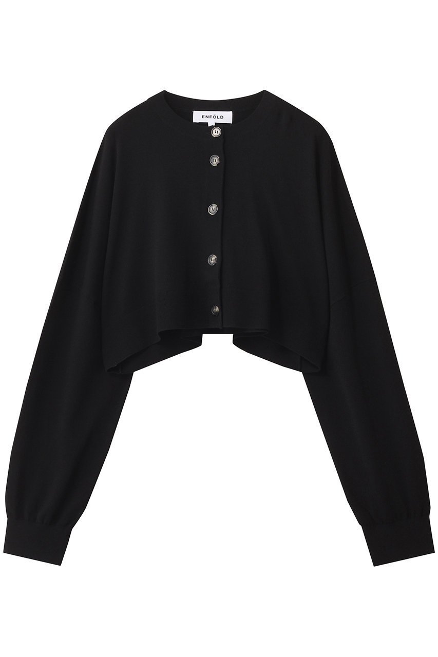 【エンフォルド/ENFOLD】のHALF-CIRCLE CARDIGAN/カーディガン インテリア・キッズ・メンズ・レディースファッション・服の通販 founy(ファニー) 　ファッション　Fashion　レディースファッション　Fashion for Women　トップス・カットソー　Cut & Sew Tops　ニット　Knit Tops & Sweaters　カーディガン・羽織り　Layered Style Cardigans　カーディガン　Cardigan, Knitwear　ショート　Short, Short Length　タンク　Tank Top, Sleeveless Top　ルーズ　Loose, Oversized　ブラック|ID: prp329100004599356 ipo3291000000036034811