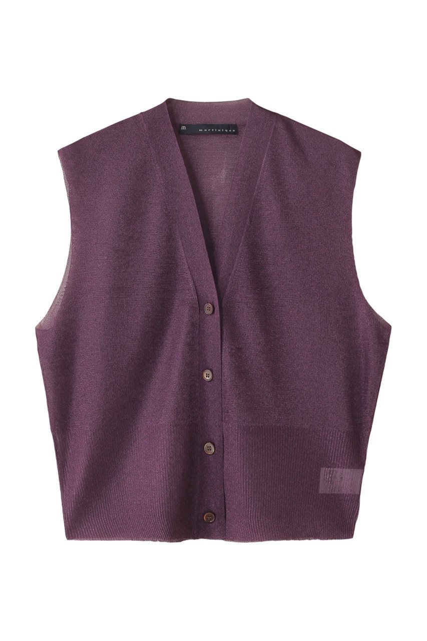 【マルティニーク/martinique】のシアームリネジレ インテリア・キッズ・メンズ・レディースファッション・服の通販 founy(ファニー) 　ファッション　Fashion　レディースファッション　Ladies' Fashion Online　トップス・カットソー　Cut & Sew Tops　ニット　Knit Tops & Sweaters　カーディガン　Layered Style Cardigans　ベスト/ジレ　Vests & Gilets　エレガント 上品　Elegant　カーディガン　Cardigan　パープル　Purple　再入荷　Restock/Back In Stock/Re Arrival　パープル|ID: prp329100004599361 ipo3291000000032694554