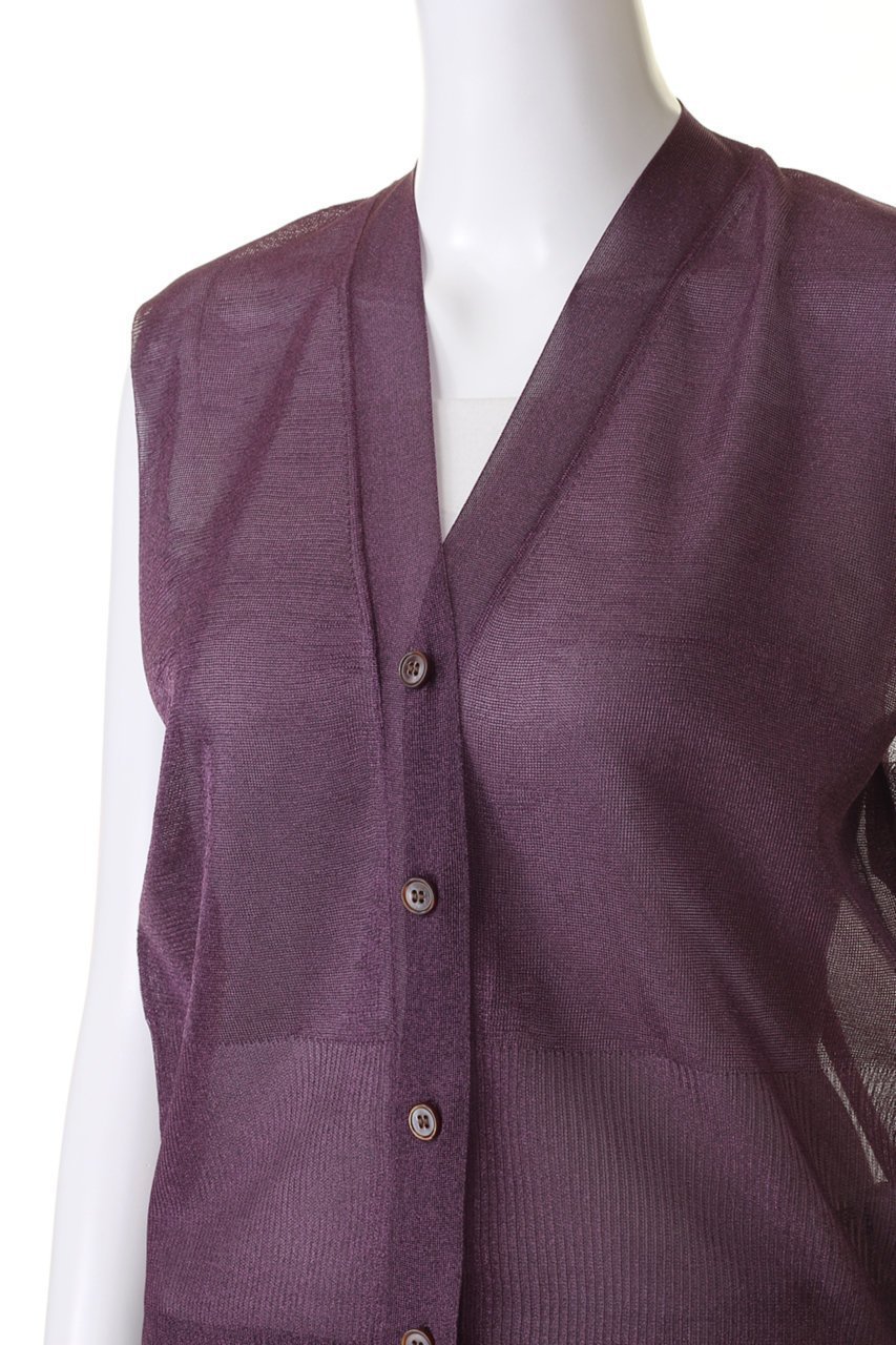 【マルティニーク/martinique】のシアームリネジレ 人気、トレンドファッション・服の通販 founy(ファニー) 　ファッション　Fashion　レディースファッション　Ladies' Fashion Online　トップス・カットソー　Cut & Sew Tops　ニット　Knit Tops & Sweaters　カーディガン　Layered Style Cardigans　ベスト/ジレ　Vests & Gilets　エレガント 上品　Elegant　カーディガン　Cardigan　パープル　Purple　再入荷　Restock/Back In Stock/Re Arrival　other-5|ID: prp329100004599361 ipo3291000000032694558