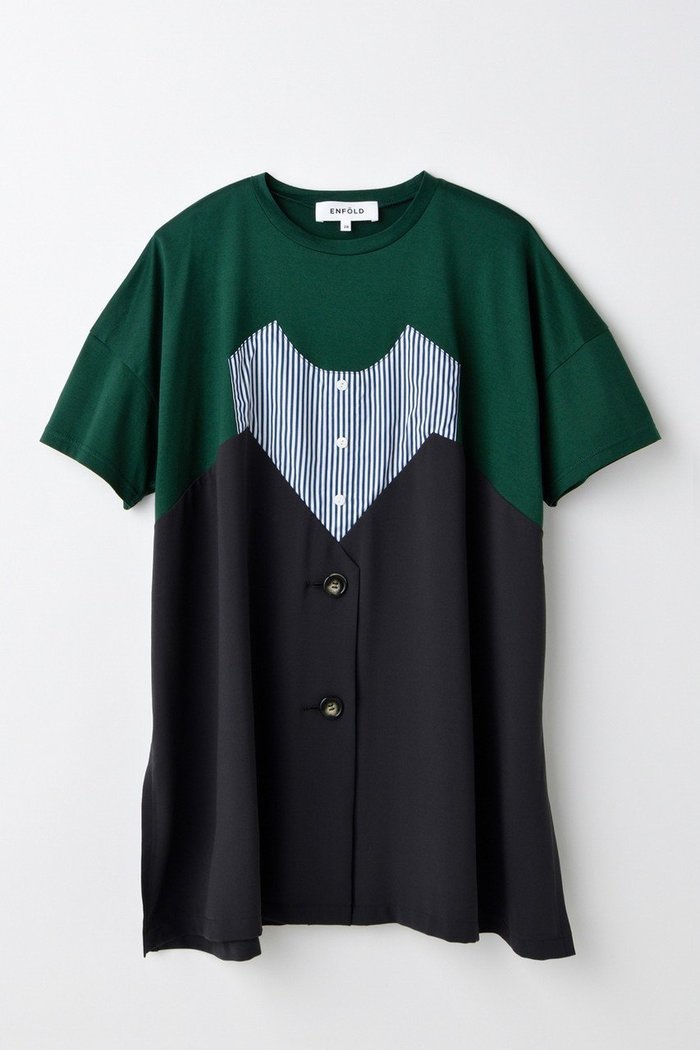 【エンフォルド/ENFOLD】のLAYERED-LIKE T-SHIRT/Tシャツ インテリア・キッズ・メンズ・レディースファッション・服の通販 founy(ファニー) https://founy.com/ ファッション Fashion レディースファッション Fashion for Women トップス・カットソー Cut & Sew Tops シャツ・ブラウス・オフィスカジュアル Elegant Blouses & Button-Ups ロングTシャツ・Tシャツ Longline T-Shirts & Tees カットソー・ベーシックTシャツ Cut-and-Sewn Tops / Stretch Tees & Basics ショート Short, Short Length スリーブ Sleeve, Long Sleeve / Short Sleeve スーツ Suit, Formalwear ドッキング Docking, Mixed Material ビスチェ Bustier, Corset Top ベスト Vest, Waistcoat 新作・新入荷 New Arrivals / New In |ID: prp329100004599379 ipo3291000000032694711