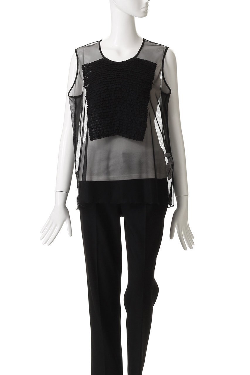 【ガリャルダガランテ/GALLARDAGALANTE】の【HERITANOVUM】ラッフルボザムスリーブレスブラウス 人気、トレンドファッション・服の通販 founy(ファニー) 　ファッション　Fashion　レディースファッション　Ladies' Fashion Online　トップス・カットソー　Tops/Tshirt　キャミソール / ノースリーブ　No Sleeves　シャツ/ブラウス　Shirts/Blouses　おすすめ　Recommend　インナー　Inner　キャミソール　Camisole　ジャケット　Jacket　スタンダード　Standard　チュール　Tulle　ノースリーブ　No Sleeve　エレガント 上品　Elegant　NEW・新作・新着・新入荷　New Arrivals　other-2|ID: prp329100004599386 ipo3291000000032694777