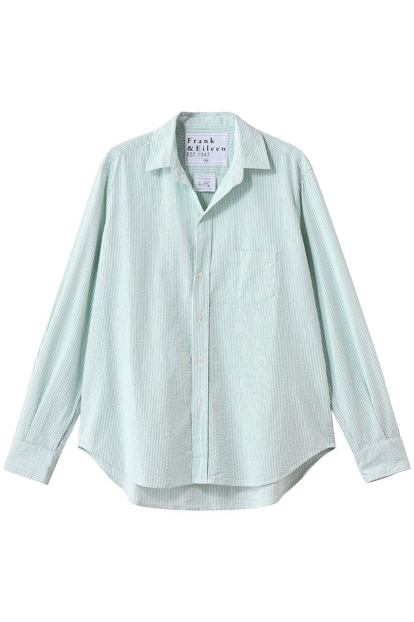 【フランク&アイリーン/Frank&Eileen】のEILEEN イタリアンコットン グリーンストライプシャツ 人気、トレンドファッション・服の通販 founy(ファニー) 　ファッション　Fashion　レディースファッション　Ladies' Fashion Online　トップス・カットソー　Cut & Sew Tops　シャツ/ブラウス　Elegant Blouses & Button-Ups　ストライプ　Stripe　スリーブ　Sleeve　ロング　Long　NEW・新作・新着・新入荷　New Arrivals　 other-1|ID: prp329100004599396 ipo3291000000032694874