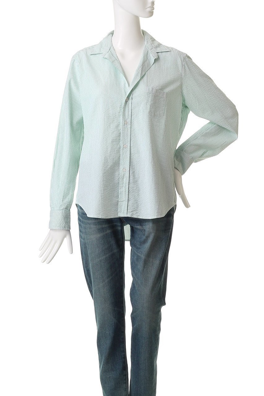【フランク&アイリーン/Frank&Eileen】のEILEEN イタリアンコットン グリーンストライプシャツ 人気、トレンドファッション・服の通販 founy(ファニー) 　ファッション　Fashion　レディースファッション　Ladies' Fashion Online　トップス・カットソー　Cut & Sew Tops　シャツ/ブラウス　Elegant Blouses & Button-Ups　ストライプ　Stripe　スリーブ　Sleeve　ロング　Long　NEW・新作・新着・新入荷　New Arrivals　other-2|ID: prp329100004599396 ipo3291000000032694876