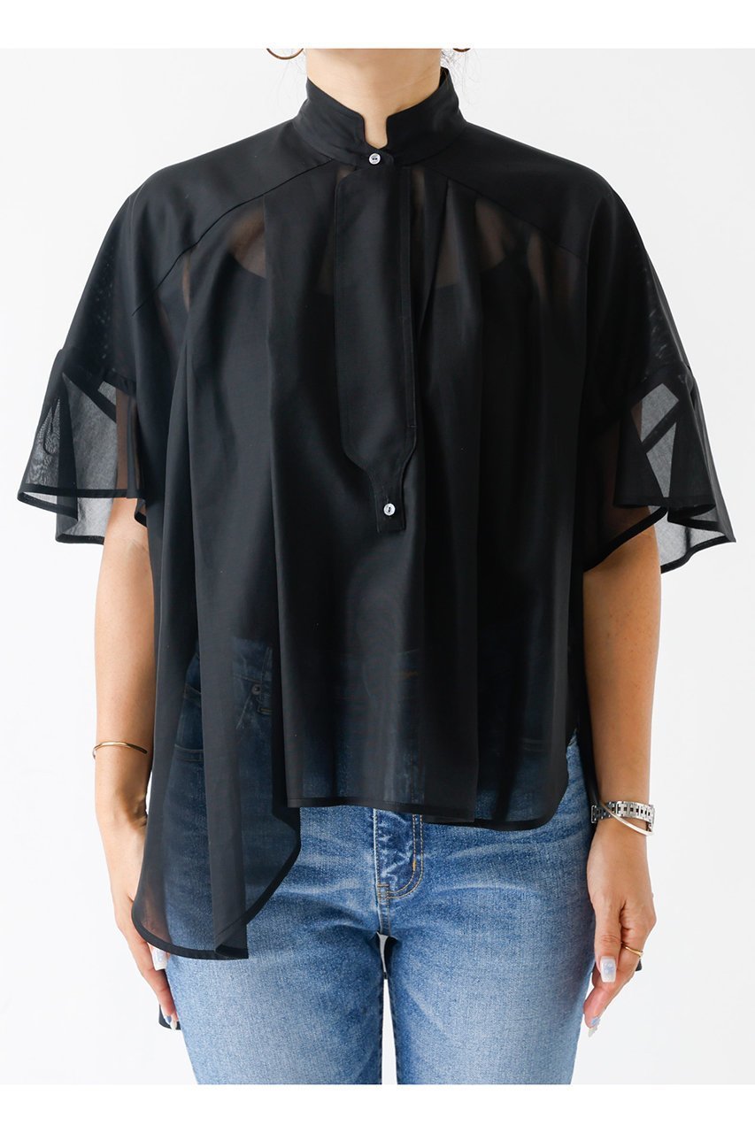 【デザイン ワークス/DESIGN WORKS】のオーガンジーシアーラウンドヘムシャツ 人気、トレンドファッション・服の通販 founy(ファニー) 　ファッション　Fashion　レディースファッション　Fashion for Women　トップス・カットソー　Cut & Sew Tops　シャツ・ブラウス・オフィスカジュアル　Elegant Blouses & Button-Ups　おすすめ　Recommended / Our Picks　アシンメトリー　Asymmetrical Style　オーガンジー　Organza Fabric　キャミソール　Camisole, Spaghetti Strap Top　ギャザー　Gathered, Ruffled　シアー　Sheer, See-Through　ショート　Short, Short Length　スキッパー　Skipper, Open Collar　スリーブ　Sleeve, Long Sleeve / Short Sleeve　デニム　Denim, Jeans Material　フレア　Flare, Flared　エレガント 上品　Elegant　新作・新入荷　New Arrivals / New In　other-2|ID: prp329100004600370 ipo3291000000032703100