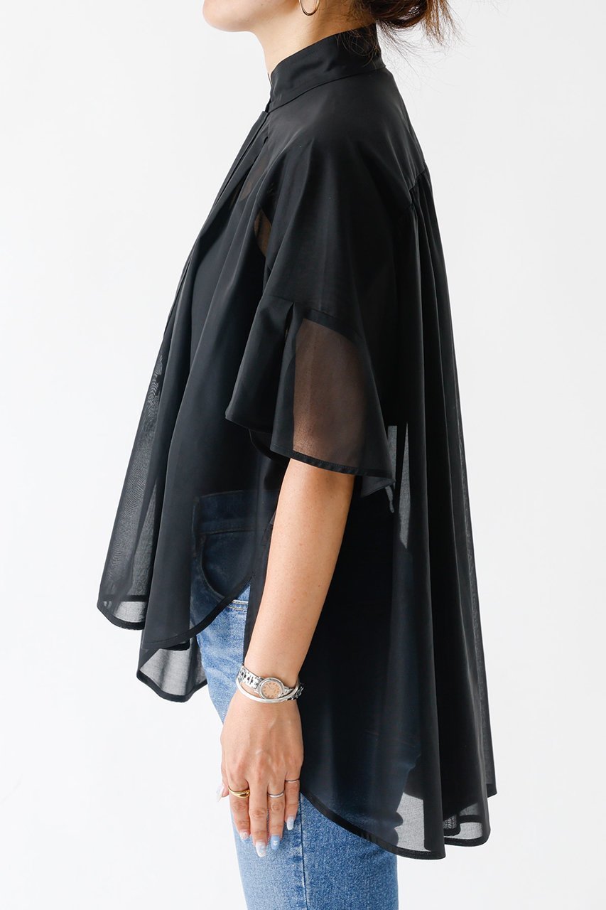 【デザイン ワークス/DESIGN WORKS】のオーガンジーシアーラウンドヘムシャツ 人気、トレンドファッション・服の通販 founy(ファニー) 　ファッション　Fashion　レディースファッション　Fashion for Women　トップス・カットソー　Cut & Sew Tops　シャツ・ブラウス・オフィスカジュアル　Elegant Blouses & Button-Ups　おすすめ　Recommended / Our Picks　アシンメトリー　Asymmetrical Style　オーガンジー　Organza Fabric　キャミソール　Camisole, Spaghetti Strap Top　ギャザー　Gathered, Ruffled　シアー　Sheer, See-Through　ショート　Short, Short Length　スキッパー　Skipper, Open Collar　スリーブ　Sleeve, Long Sleeve / Short Sleeve　デニム　Denim, Jeans Material　フレア　Flare, Flared　エレガント 上品　Elegant　新作・新入荷　New Arrivals / New In　other-3|ID: prp329100004600370 ipo3291000000032703101