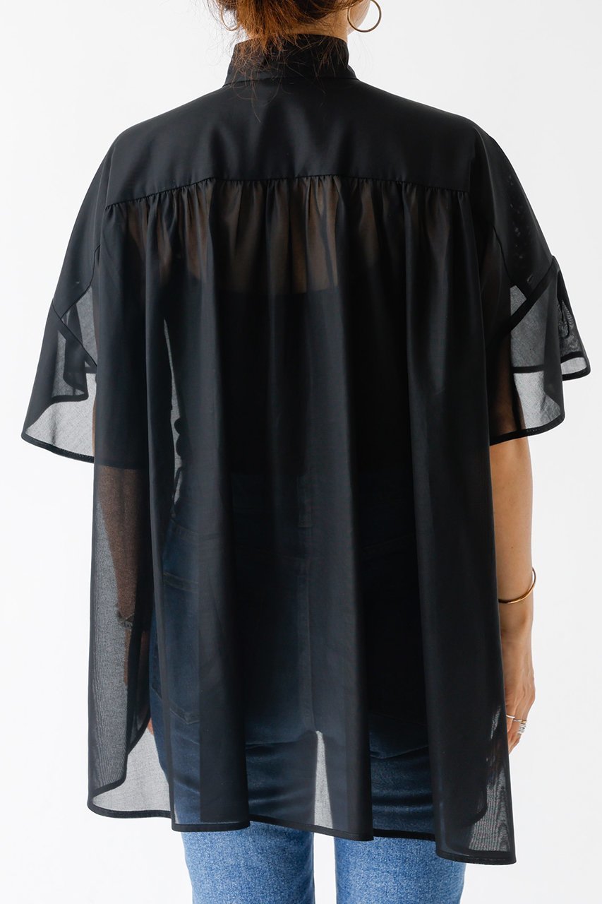 【デザイン ワークス/DESIGN WORKS】のオーガンジーシアーラウンドヘムシャツ 人気、トレンドファッション・服の通販 founy(ファニー) 　ファッション　Fashion　レディースファッション　Fashion for Women　トップス・カットソー　Cut & Sew Tops　シャツ・ブラウス・オフィスカジュアル　Elegant Blouses & Button-Ups　おすすめ　Recommended / Our Picks　アシンメトリー　Asymmetrical Style　オーガンジー　Organza Fabric　キャミソール　Camisole, Spaghetti Strap Top　ギャザー　Gathered, Ruffled　シアー　Sheer, See-Through　ショート　Short, Short Length　スキッパー　Skipper, Open Collar　スリーブ　Sleeve, Long Sleeve / Short Sleeve　デニム　Denim, Jeans Material　フレア　Flare, Flared　エレガント 上品　Elegant　新作・新入荷　New Arrivals / New In　other-4|ID: prp329100004600370 ipo3291000000032703102