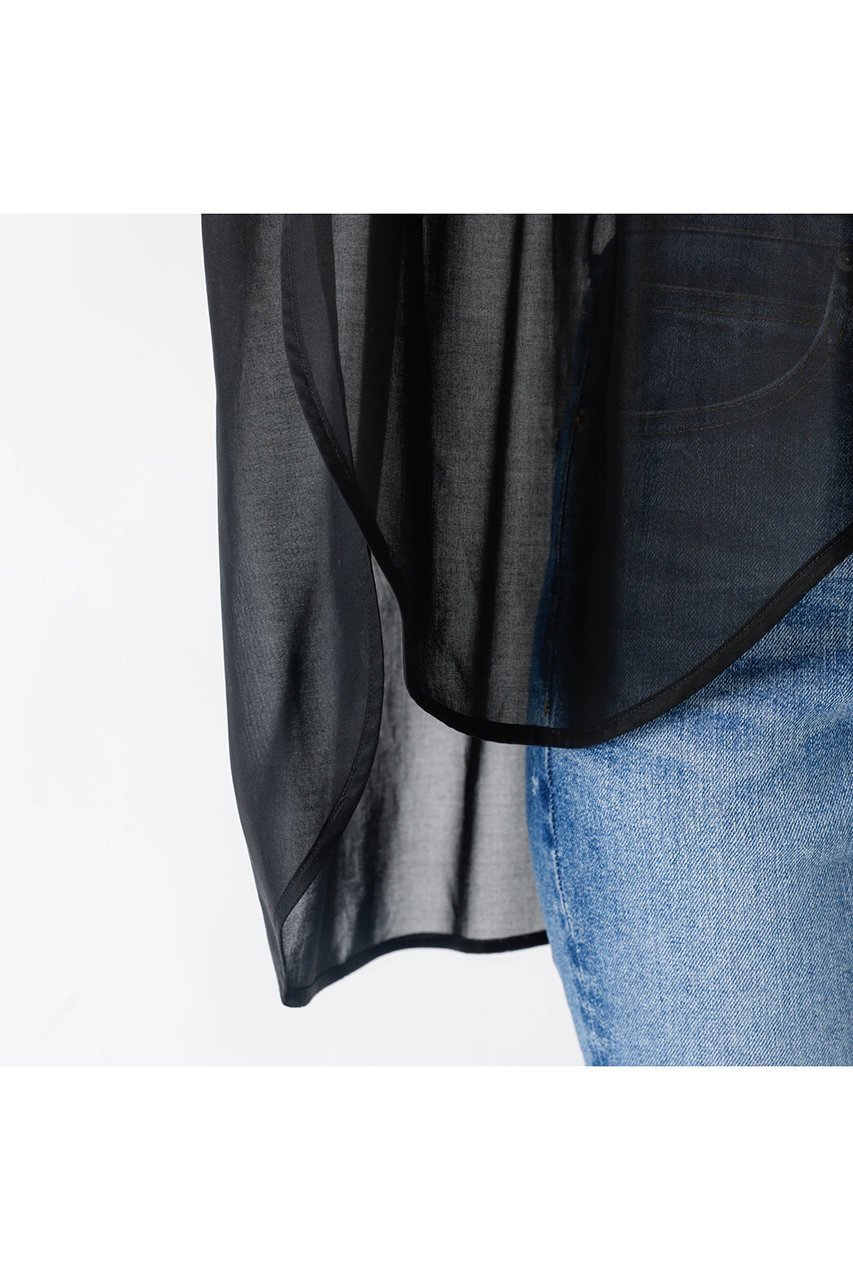 【デザイン ワークス/DESIGN WORKS】のオーガンジーシアーラウンドヘムシャツ 人気、トレンドファッション・服の通販 founy(ファニー) 　ファッション　Fashion　レディースファッション　Fashion for Women　トップス・カットソー　Cut & Sew Tops　シャツ・ブラウス・オフィスカジュアル　Elegant Blouses & Button-Ups　おすすめ　Recommended / Our Picks　アシンメトリー　Asymmetrical Style　オーガンジー　Organza Fabric　キャミソール　Camisole, Spaghetti Strap Top　ギャザー　Gathered, Ruffled　シアー　Sheer, See-Through　ショート　Short, Short Length　スキッパー　Skipper, Open Collar　スリーブ　Sleeve, Long Sleeve / Short Sleeve　デニム　Denim, Jeans Material　フレア　Flare, Flared　エレガント 上品　Elegant　新作・新入荷　New Arrivals / New In　other-7|ID: prp329100004600370 ipo3291000000032703105
