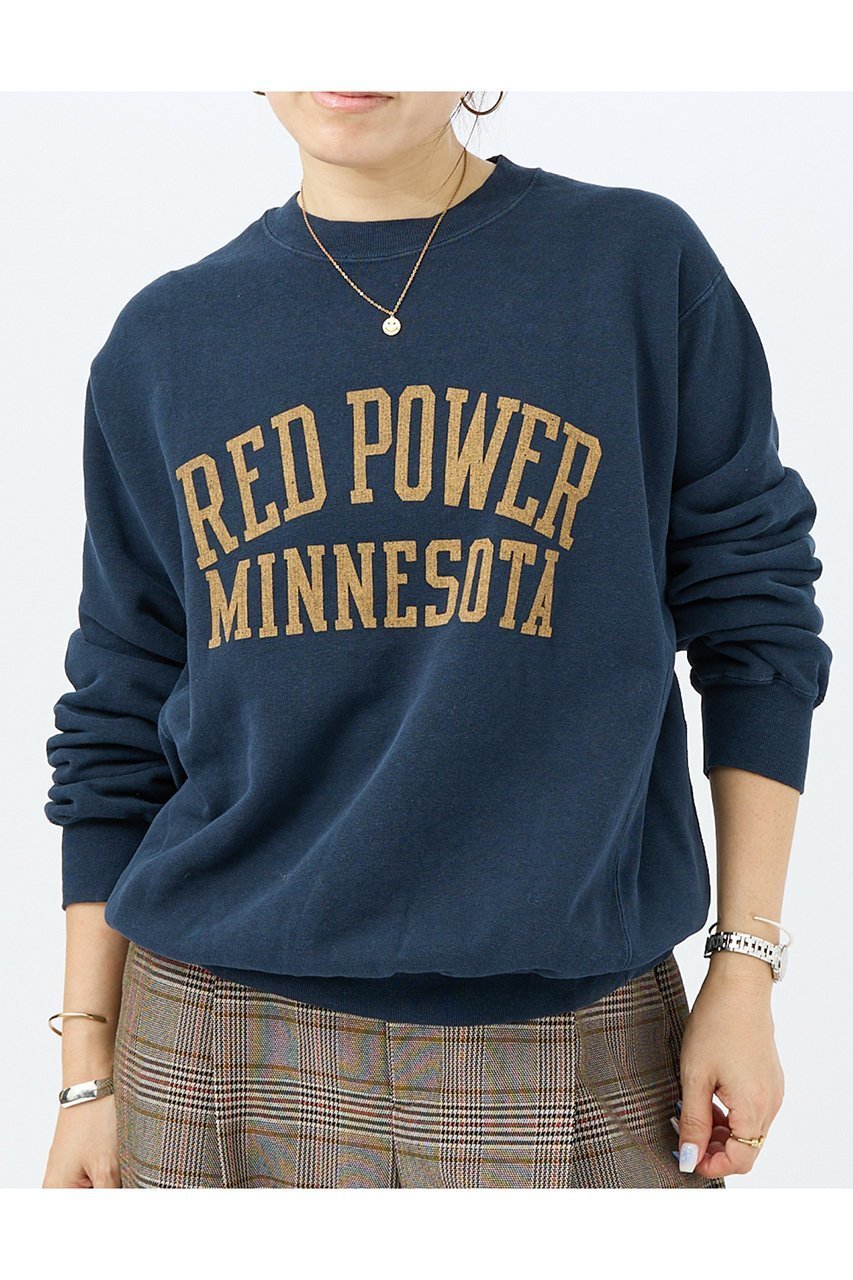 【デザイン ワークス/DESIGN WORKS】の【REMI ELIEF】SP加工3飛び裏毛別注スウェット RED POWER インテリア・キッズ・メンズ・レディースファッション・服の通販 founy(ファニー) 　ファッション　Fashion　レディースファッション　Fashion for Women　トップス・カットソー　Cut & Sew Tops　シャツ・ブラウス・オフィスカジュアル　Elegant Blouses & Button-Ups　レディースパーカー・カジュアルフーディー　Casual Hoodies & Sweatshirts　ロングTシャツ・Tシャツ　Longline T-Shirts & Tees　スウェット・クルーネックトップス　Sweatshirts & Crewnecks / Relaxed Fit Sweat Tops　カットソー・ベーシックTシャツ　Cut-and-Sewn Tops / Stretch Tees & Basics　おすすめ　Recommended / Our Picks　スウェット / スエット　Sweatshirt, Sweatwear　スペシャル　Special, Limited Edition　スラックス　Slacks, Dress Pants　デニム　Denim, Jeans Material　ヴィンテージ　Vintage Style　人気　Popular, Best Seller　別注　Limited Edition, Custom Order　新作・新入荷　New Arrivals / New In　ネイビー|ID: prp329100004600371 ipo3291000000032703109