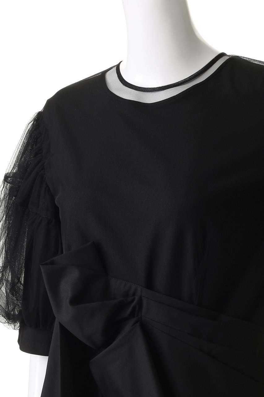 【チカ キサダ/CHIKA KISADA】のチュール コンビ パフスリーブ オールインワン 人気、トレンドファッション・服の通販 founy(ファニー) 　ファッション　Fashion　レディースファッション　Fashion for Women　パンツ　Pants & Trousers　コンビ　Combo, Combination Style　スマート　Smart, Elegant　スリーブ　Sleeve, Long Sleeve / Short Sleeve　センター　Center, Center Line　チュール　Tulip, Tulip Motif　パーティ　Party, Party Style　モダン　Modern, Contemporary　other-5|ID: prp329100004600393 ipo3291000000035764987