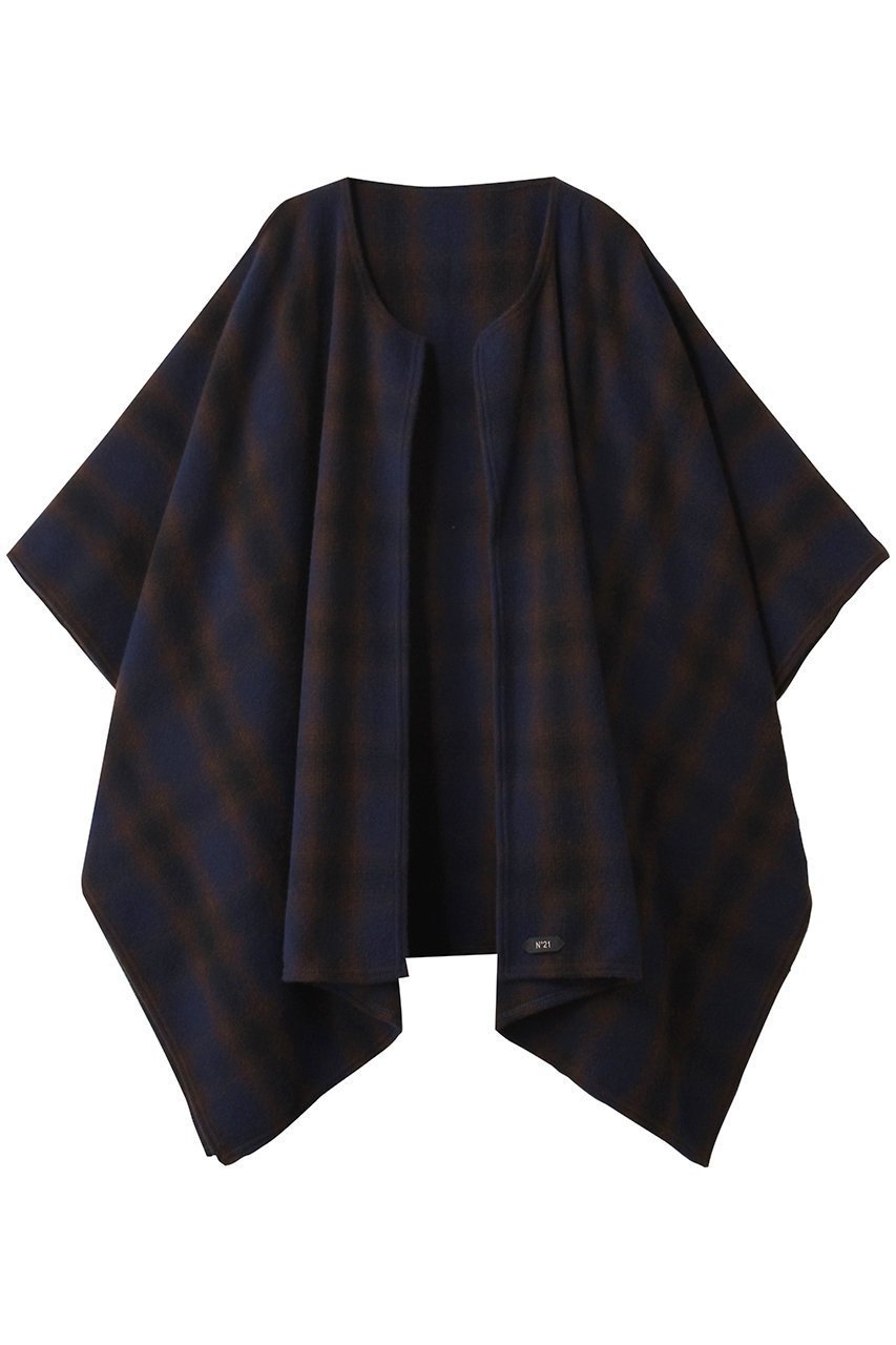 【ヌメロ ヴェントゥーノ/N°21】のポンチョ インテリア・キッズ・メンズ・レディースファッション・服の通販 founy(ファニー) 　ファッション　Fashion　レディースファッション　Fashion for Women　アウター　Coat / Outerwear Collection　コート・ロングコート・ピーコート　Long Coats, Peacoats & More　ポンチョ・ケープコート　Ponchos & Capes　2025年　2025　2025-2026秋冬・A/W　Autumn/Winter 2025–26 AW25–26　ショート　Short, Short Length　チェック　Check, Plaid, Tartan　ポンチョ　Poncho, Cape Style　A/W・秋冬　Autumn/Winter　チェック|ID: prp329100004600418 ipo3291000000032703590