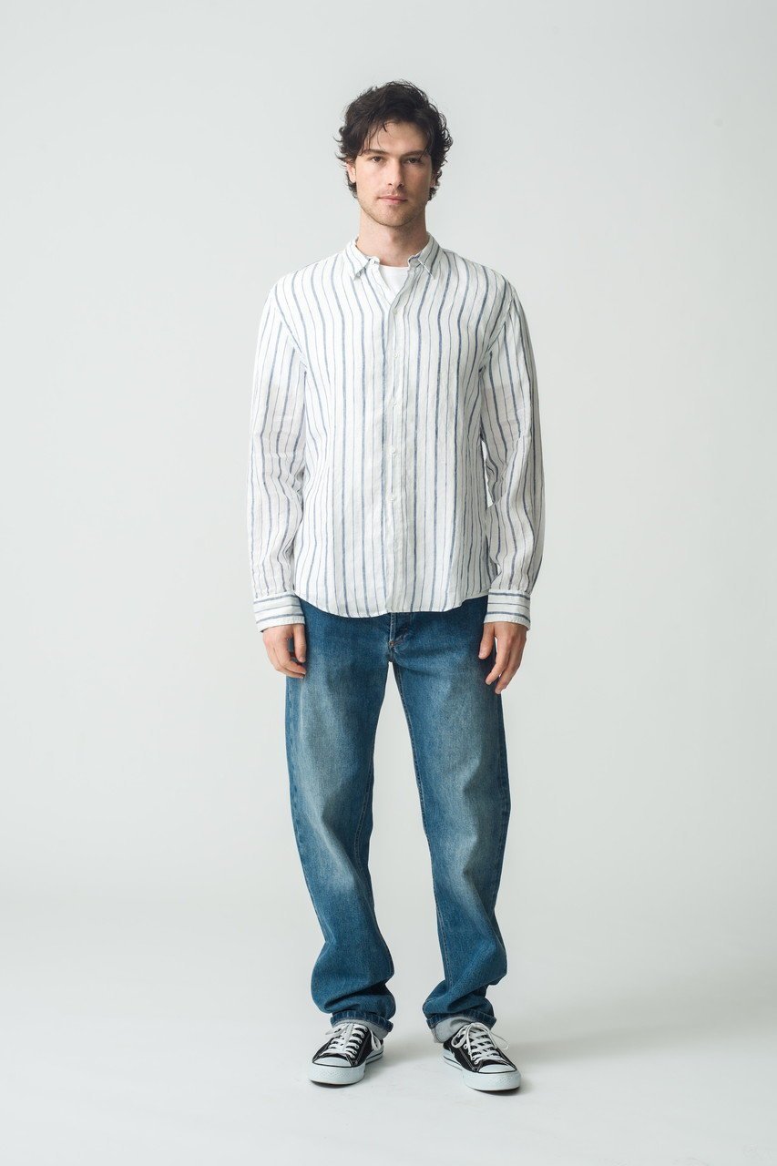 【フランク&アイリーン/Frank&Eileen / MEN】の【MEN】FINBAR イタリアンリネン ストライプシャツ 人気、トレンドファッション・服の通販 founy(ファニー) 　ファッション　Fashion　メンズファッション　Fashion for Men　シンプル　Simple, Minimal　ストライプ　Stripe, Striped Pattern　スリーブ　Sleeve, Long Sleeve / Short Sleeve　フォルム　Silhouette, Form　リネン　Linen, Linen Fabric　ロング　Long, Long-Length　新作・新入荷　New Arrivals / New In　other-8|ID: prp329100004600423 ipo3291000000032703637