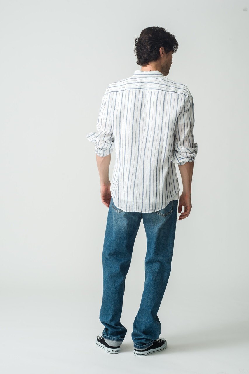 【フランク&アイリーン/Frank&Eileen / MEN】の【MEN】FINBAR イタリアンリネン ストライプシャツ 人気、トレンドファッション・服の通販 founy(ファニー) 　ファッション　Fashion　メンズファッション　Fashion for Men　シンプル　Simple, Minimal　ストライプ　Stripe, Striped Pattern　スリーブ　Sleeve, Long Sleeve / Short Sleeve　フォルム　Silhouette, Form　リネン　Linen, Linen Fabric　ロング　Long, Long-Length　other-7|ID: prp329100004600423 ipo3291000000035765082