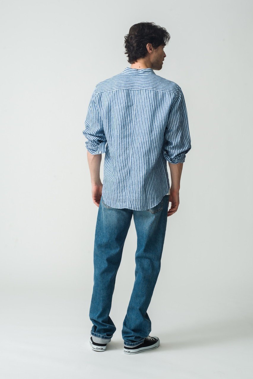 【フランク&アイリーン/Frank&Eileen / MEN】の【MEN】FINBAR イタリアンリネン ライトブルーストライプシャツ 人気、トレンドファッション・服の通販 founy(ファニー) 　ファッション　Fashion　メンズファッション　Fashion for Men　ストライプ　Stripe, Striped Pattern　スリーブ　Sleeve, Long Sleeve / Short Sleeve　センター　Center, Center Line　デニム　Denim, Jeans Material　リネン　Linen, Linen Fabric　ロング　Long, Long-Length　エレガント 上品　Elegant　新作・新入荷　New Arrivals / New In　ビジネス 仕事 通勤　Business / Work / Commuting　other-7|ID: prp329100004600425 ipo3291000000032703649