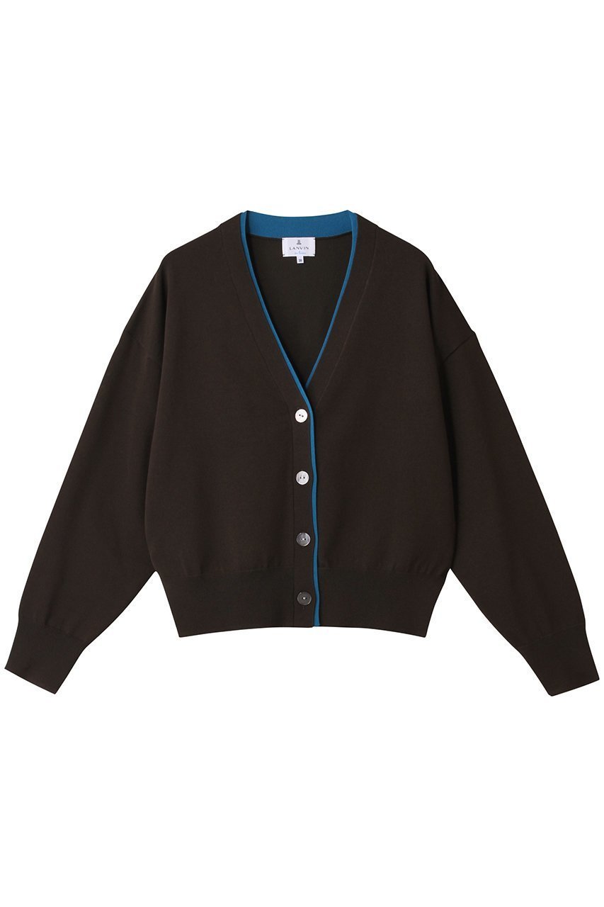 【ランバン オン ブルー/LANVIN en Bleu】のカラーポイントVネックカーディガン インテリア・キッズ・メンズ・レディースファッション・服の通販 founy(ファニー) 　ファッション　Fashion　レディースファッション　Fashion for Women　トップス・カットソー　Cut & Sew Tops　ニット　Knit Tops & Sweaters　カーディガン・羽織り　Layered Style Cardigans　Vネックトップス　V-Neck Tops / V-Cut Neckline Shirts　カーディガン　Cardigan, Knitwear　シンプル　Simple, Minimal　新作・新入荷　New Arrivals / New In　ブラウン|ID: prp329100004600438 ipo3291000000032703741