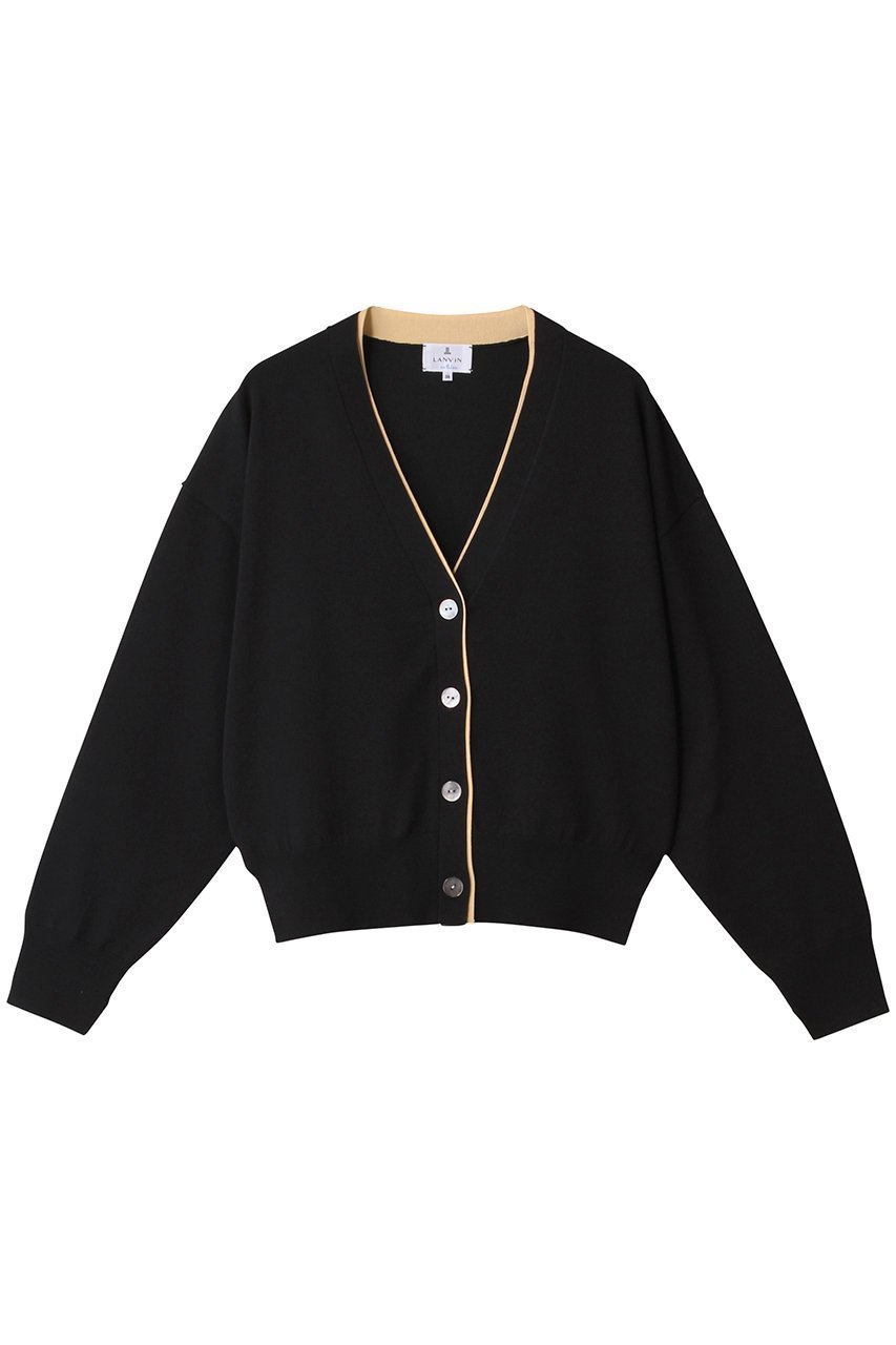 【ランバン オン ブルー/LANVIN en Bleu】のカラーポイントVネックカーディガン インテリア・キッズ・メンズ・レディースファッション・服の通販 founy(ファニー) 　ファッション　Fashion　レディースファッション　Fashion for Women　トップス・カットソー　Cut & Sew Tops　ニット　Knit Tops & Sweaters　カーディガン・羽織り　Layered Style Cardigans　Vネックトップス　V-Neck Tops / V-Cut Neckline Shirts　カーディガン　Cardigan, Knitwear　シンプル　Simple, Minimal　新作・新入荷　New Arrivals / New In　ブラック|ID: prp329100004600438 ipo3291000000032703743