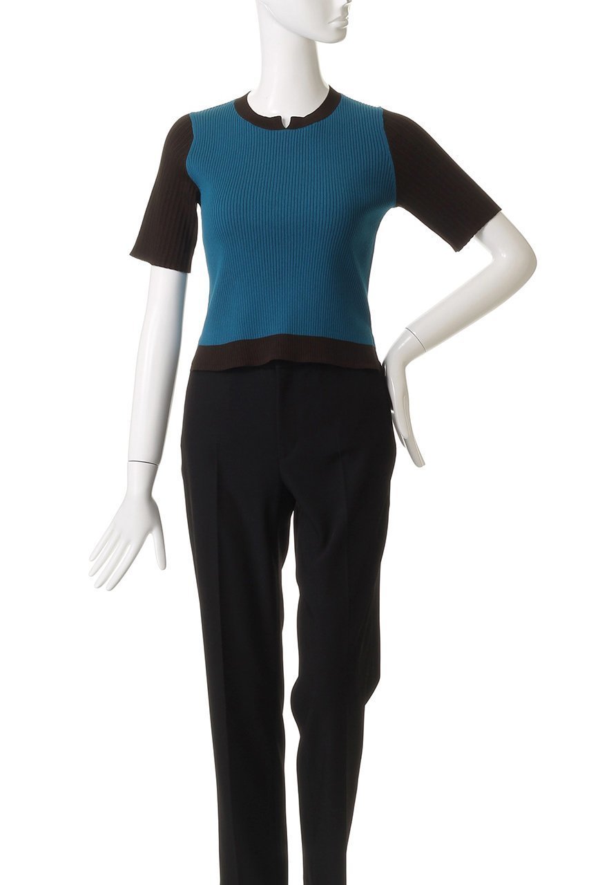 【ランバン オン ブルー/LANVIN en Bleu】のカラーブロックリブニット 人気、トレンドファッション・服の通販 founy(ファニー) 　ファッション　Fashion　レディースファッション　Fashion for Women　トップス・カットソー　Cut & Sew Tops　ニット　Knit Tops & Sweaters　カジュアルプルオーバー・ニットトップス　Pullovers & Knit Tops / Casual Pullovers　ジャケット　Jacket, Outerwear　フィット　Fit, Slim Fit　ブロック　Block, Solid Block Pattern　ベスト　Vest, Waistcoat　半袖　Short Sleeve, Half Sleeve　other-2|ID: prp329100004600440 ipo3291000000035777565