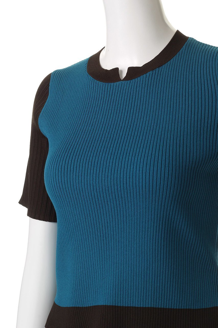 【ランバン オン ブルー/LANVIN en Bleu】のカラーブロックリブニット 人気、トレンドファッション・服の通販 founy(ファニー) 　ファッション　Fashion　レディースファッション　Fashion for Women　トップス・カットソー　Cut & Sew Tops　ニット　Knit Tops & Sweaters　カジュアルプルオーバー・ニットトップス　Pullovers & Knit Tops / Casual Pullovers　ジャケット　Jacket, Outerwear　フィット　Fit, Slim Fit　ブロック　Block, Solid Block Pattern　ベスト　Vest, Waistcoat　半袖　Short Sleeve, Half Sleeve　other-5|ID: prp329100004600440 ipo3291000000035777568