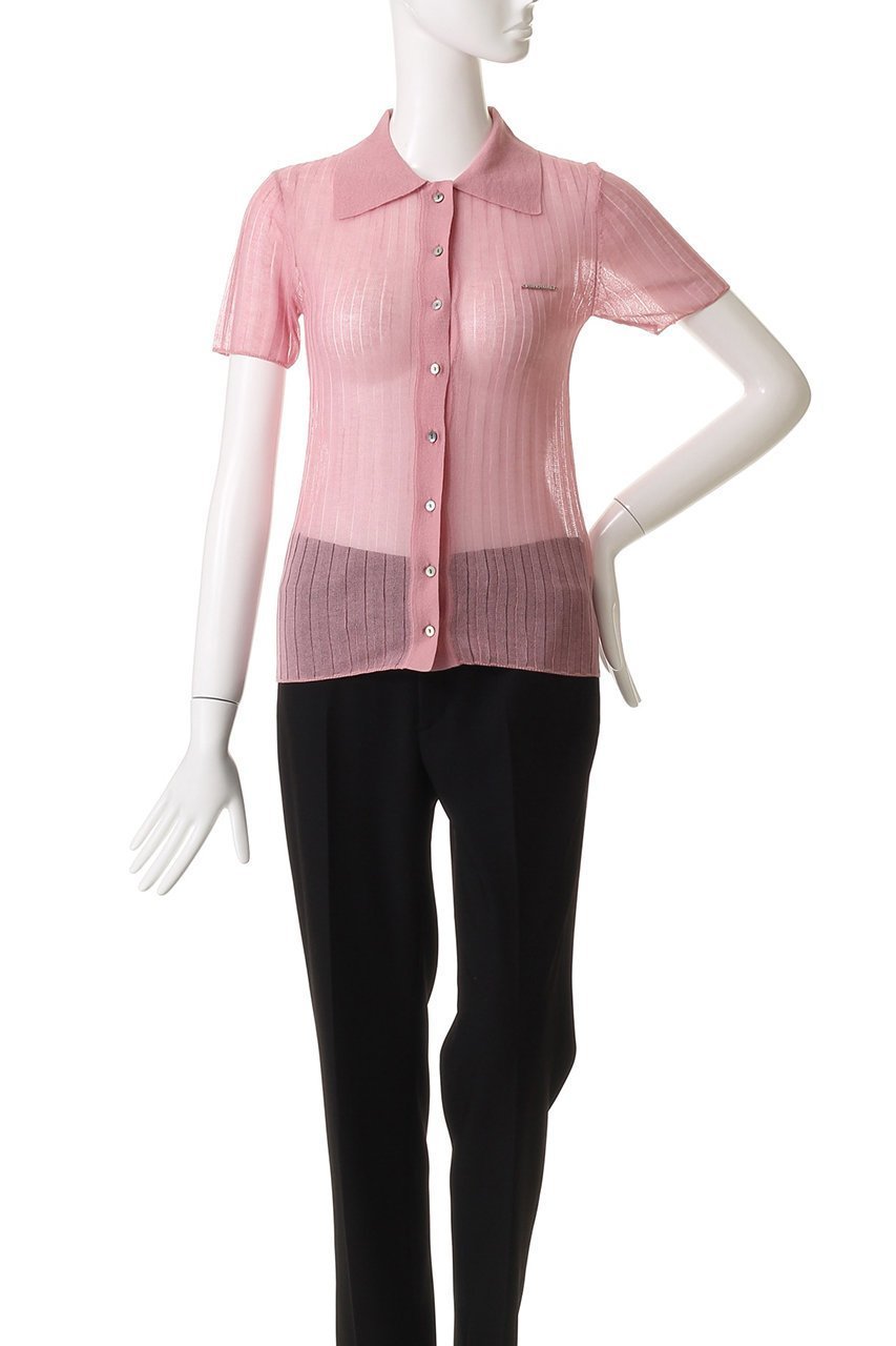【プランク プロジェクト/PRANK PROJECT】のリブニットポロシャツ / Ribbed Knit Polo Shirt 人気、トレンドファッション・服の通販 founy(ファニー) 　ファッション　Fashion　レディースファッション　Fashion for Women　トップス・カットソー　Cut & Sew Tops　ニット　Knit Tops & Sweaters　シャツ・ブラウス・オフィスカジュアル　Elegant Blouses & Button-Ups　ロングTシャツ・Tシャツ　Longline T-Shirts & Tees　ポロシャツ・きれいめカジュアル　Smart-Casual Polo Tops　カットソー・ベーシックTシャツ　Cut-and-Sewn Tops / Stretch Tees & Basics　シアー　Sheer, See-Through　ショート　Short, Short Length　ストライプ　Stripe, Striped Pattern　スリーブ　Sleeve, Long Sleeve / Short Sleeve　トレンド　Trend, Trending Now　フィット　Fit, Slim Fit　ワイドリブ　Wide Rib, Wide Ribbed Knit　新作・新入荷　New Arrivals / New In　other-2|ID: prp329100004600444 ipo3291000000032703788