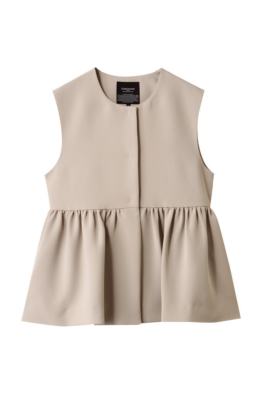 【コルコバード/CORCOVADO】のダブルクロスペプラムジレ インテリア・キッズ・メンズ・レディースファッション・服の通販 founy(ファニー) 　ファッション　Fashion　レディースファッション　Fashion for Women　アウター　Coat / Outerwear Collection　レディースジャケット・軽アウター　Jackets　ジャケット　Jacket, Outerwear　ダブル　Double, Double-Breasted　フォーマル　Formal, Dressy　ベスト　Vest, Waistcoat　ペプラム　Peplum, Flared Hem　エレガント 上品　Elegant　ベージュ|ID: prp329100004600448 ipo3291000000035765164