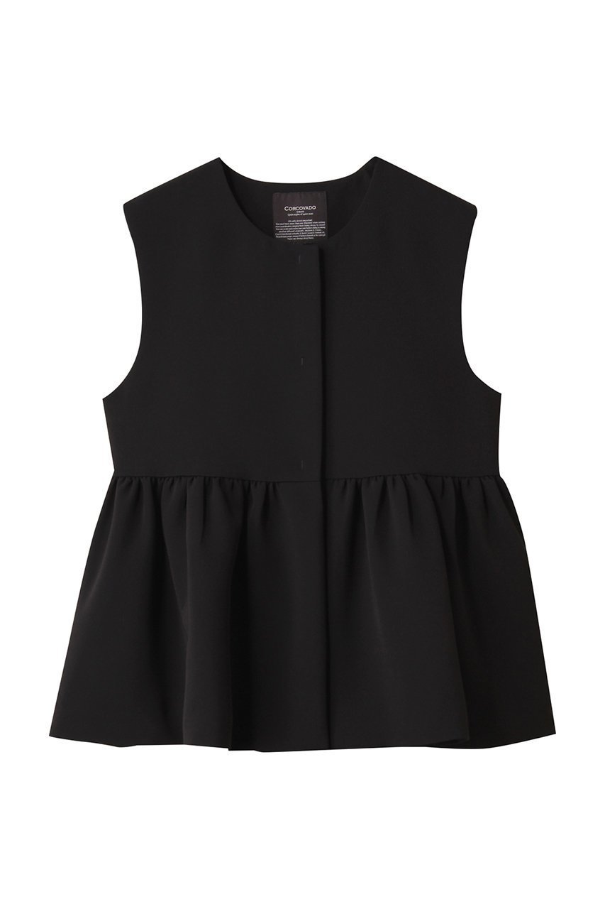 【コルコバード/CORCOVADO】のダブルクロスペプラムジレ インテリア・キッズ・メンズ・レディースファッション・服の通販 founy(ファニー) 　ファッション　Fashion　レディースファッション　Fashion for Women　アウター　Coat / Outerwear Collection　レディースジャケット・軽アウター　Jackets　ジャケット　Jacket, Outerwear　ダブル　Double, Double-Breasted　フォーマル　Formal, Dressy　ベスト　Vest, Waistcoat　ペプラム　Peplum, Flared Hem　エレガント 上品　Elegant　ブラック|ID: prp329100004600448 ipo3291000000035765167