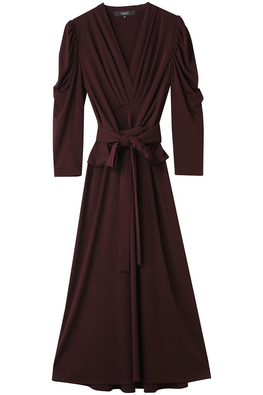 【コルコバード/CORCOVADO】のマイルドドライスムースカシュクールドレス インテリア・キッズ・メンズ・レディースファッション・服の通販 founy(ファニー) 　ファッション　Fashion　レディースファッション　Fashion for Women　ワンピース　Dresses　フォーマル・パーティードレス・結婚式用ドレス　Elegant & Casual Dresses　チュニック　Tunic Tops & Dresses　エレガント 上品　Elegant　カシュクール　Wrap Design　スリーブ　Sleeve, Long Sleeve / Short Sleeve　チュニック　Tunic, Long Top　デコルテ　Décolleté, Neckline　ドレス　Dress, One-Piece　ドレープ　Drape, Draping Fabric　リボン　Ribbon, Bow　リュクス　Luxury, Elegant, High-End, Chic　バーガンディ|ID: prp329100004600456 ipo3291000000035765259