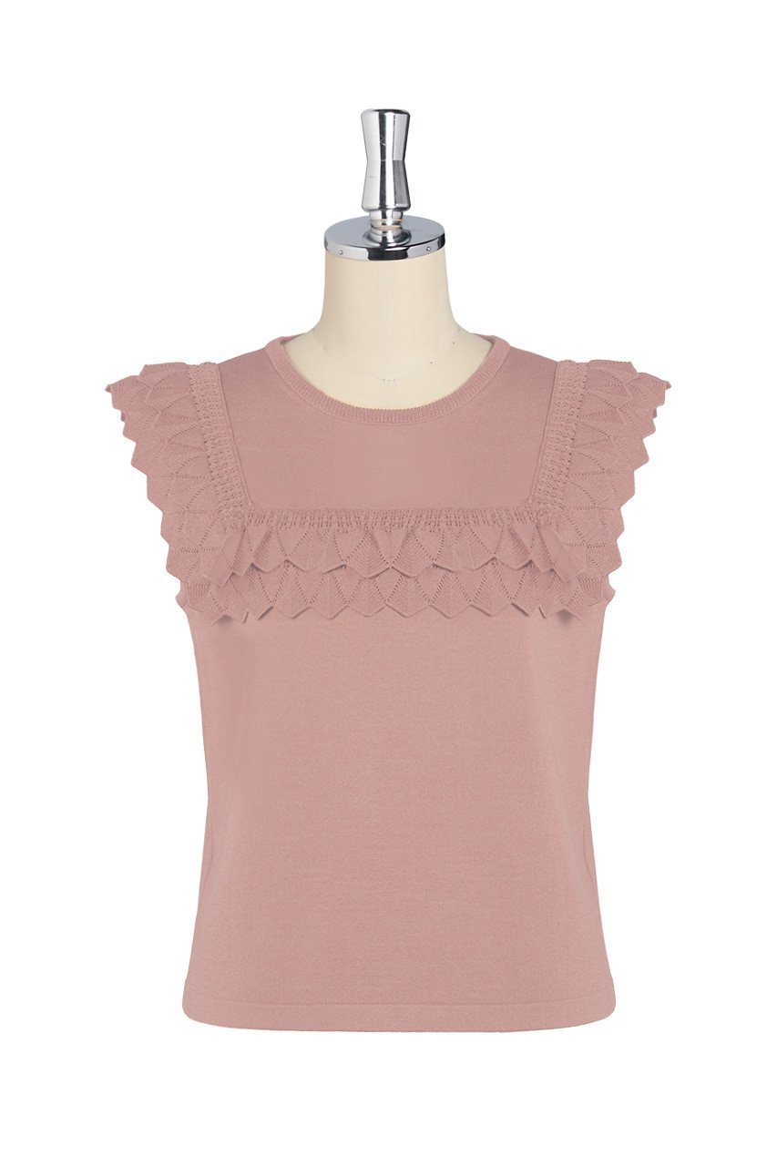【デイジーリン/DAISY LIN】のKnit “Grace Top” 人気、トレンドファッション・服の通販 founy(ファニー) 　ファッション　Fashion　レディースファッション　Fashion for Women　トップス・カットソー　Cut & Sew Tops　ニット　Knit Tops & Sweaters　カジュアルプルオーバー・ニットトップス　Pullovers & Knit Tops / Casual Pullovers　おすすめ　Recommended / Our Picks　アンティーク　Antique-Inspired　ウォッシャブル　Machine Washable　シンプル　Simple, Minimal　ノースリーブ　Sleeveless, No-Sleeve　フリル　Frill, Ruffle　レース　Lace, Lace Fabric　ローズ　Rose, Rose Motif　人気　Popular, Best Seller　夏　Summer　新作・新入荷　New Arrivals / New In　透かし　Cut-Out, Lacework　 other-1|ID: prp329100004600462 ipo3291000000032704239