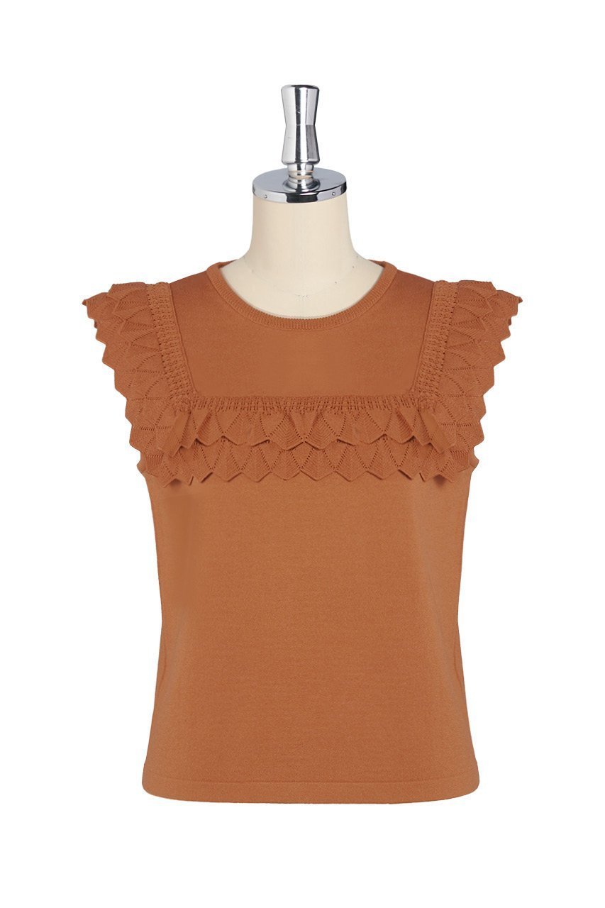 【デイジーリン/DAISY LIN】のKnit “Grace Top” インテリア・キッズ・メンズ・レディースファッション・服の通販 founy(ファニー) 　ファッション　Fashion　レディースファッション　Fashion for Women　トップス・カットソー　Cut & Sew Tops　ニット　Knit Tops & Sweaters　カジュアルプルオーバー・ニットトップス　Pullovers & Knit Tops / Casual Pullovers　おすすめ　Recommended / Our Picks　アンティーク　Antique-Inspired　ウォッシャブル　Machine Washable　シンプル　Simple, Minimal　ノースリーブ　Sleeveless, No-Sleeve　フリル　Frill, Ruffle　レース　Lace, Lace Fabric　ローズ　Rose, Rose Motif　人気　Popular, Best Seller　夏　Summer　新作・新入荷　New Arrivals / New In　透かし　Cut-Out, Lacework　アンティークブリック|ID: prp329100004600462 ipo3291000000032704241