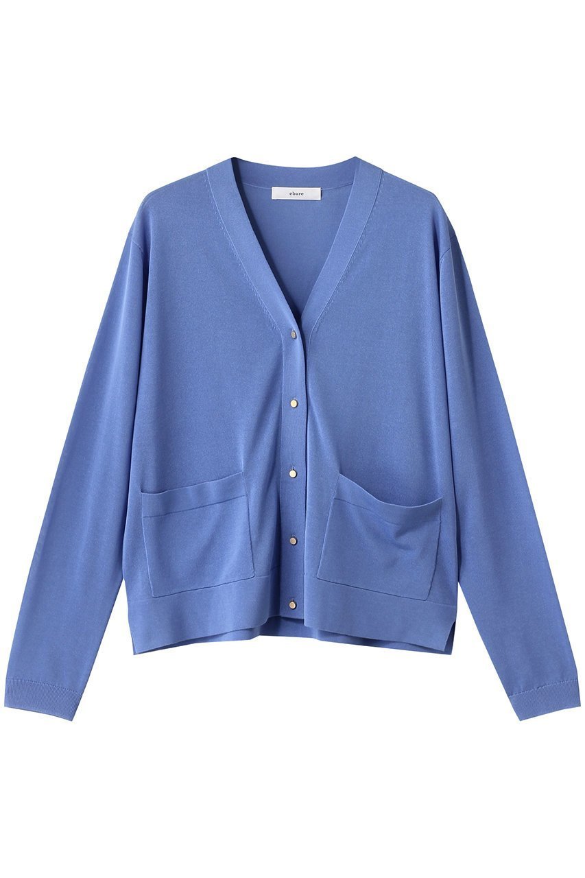 【エブール/ebure】のシアーコットンアセテート Vネックニットカーディガン インテリア・キッズ・メンズ・レディースファッション・服の通販 founy(ファニー) ファッション Fashion レディースファッション Fashion for Women トップス・カットソー Cut & Sew Tops ニット Knit Tops & Sweaters カーディガン・羽織り Layered Style Cardigans Vネックトップス V-Neck Tops / V-Cut Neckline Shirts カーディガン Cardigan, Knitwear ダブル Double, Double-Breasted ロング Long, Long-Length エレガント 上品 Elegant 夏 Summer ブルー|ID: prp329100004601469 ipo3291000000036027408