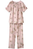 【イクコ/IKUKO】のシングルガーゼ花柄プリント パフスリーブパジャマ 人気、トレンドファッション・服の通販 founy(ファニー) ファッション Fashion レディースファッション Fashion for Women シャーリング Shirring, Ruched スリーブ Sleeve, Long Sleeve / Short Sleeve パジャマ Pajamas, Sleepwear プリント Print, Printed Pattern リボン Ribbon, Bow リラックス Relax, Relaxed Fit 新作・新入荷 New Arrivals / New In |ID:prp329100004601488