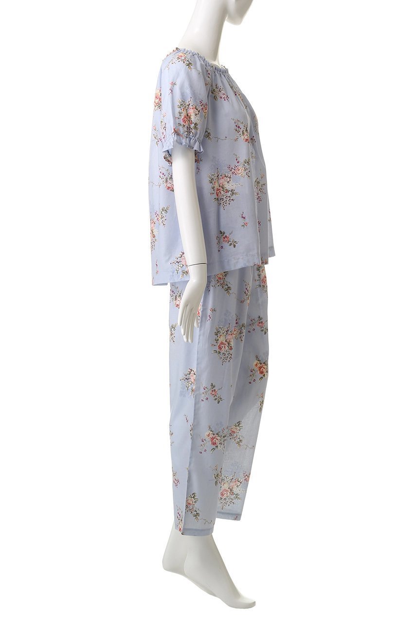 【イクコ/IKUKO】のシングルガーゼ花柄プリント パフスリーブパジャマ 人気、トレンドファッション・服の通販 founy(ファニー) 　ファッション　Fashion　レディースファッション　Fashion for Women　シャーリング　Shirring, Ruched　スリーブ　Sleeve, Long Sleeve / Short Sleeve　パジャマ　Pajamas, Sleepwear　プリント　Print, Printed Pattern　リボン　Ribbon, Bow　リラックス　Relax, Relaxed Fit　新作・新入荷　New Arrivals / New In　other-3|ID: prp329100004601488 ipo3291000000032715872